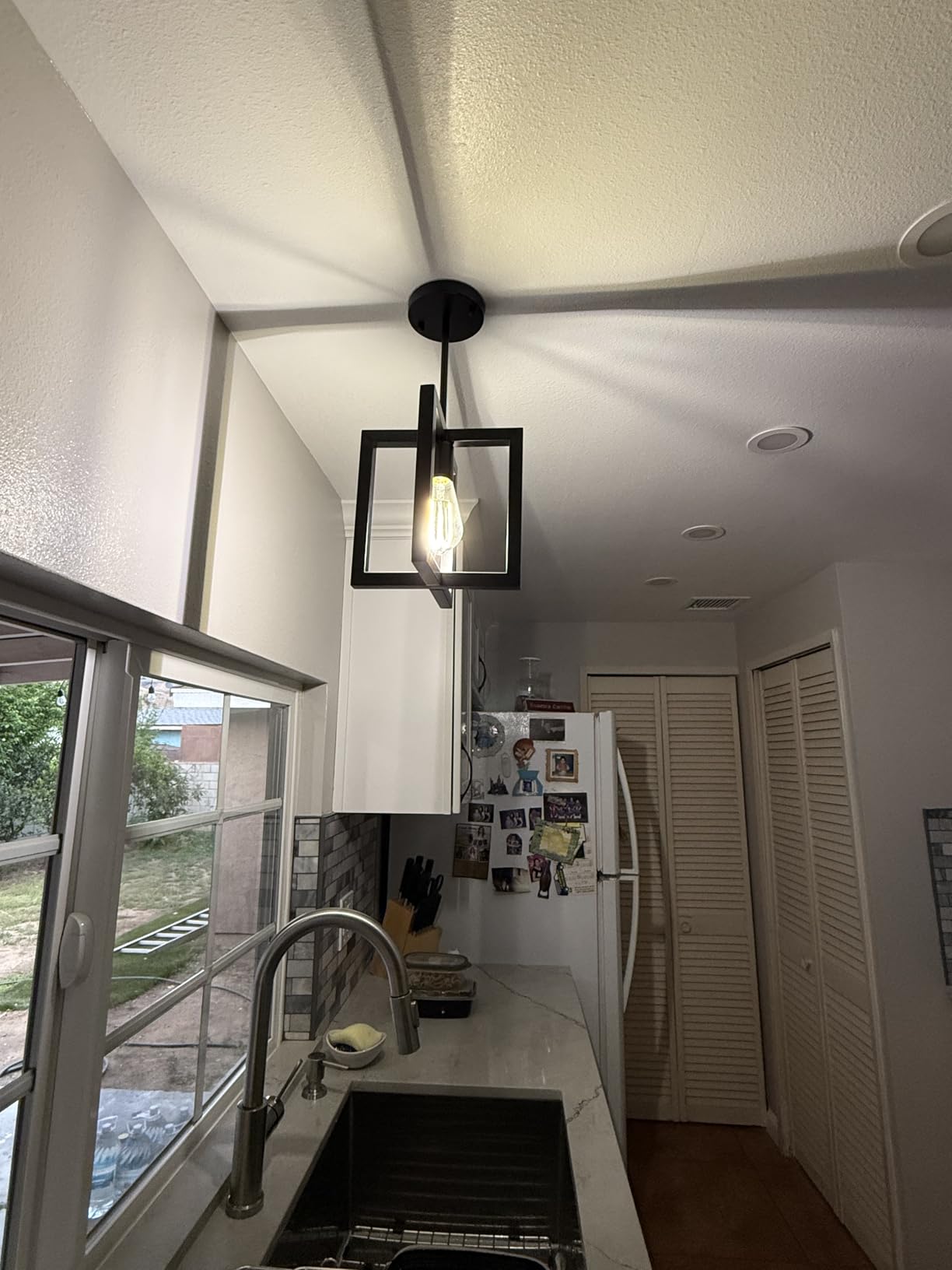 Modern Pendant Lighting for Kitchen Island 1-Light Farmhouse Black Light Fixtures Hanging Adjustable Small Square Chandeliers Ceiling for Dining Room Entryway Hallway customer photo 1