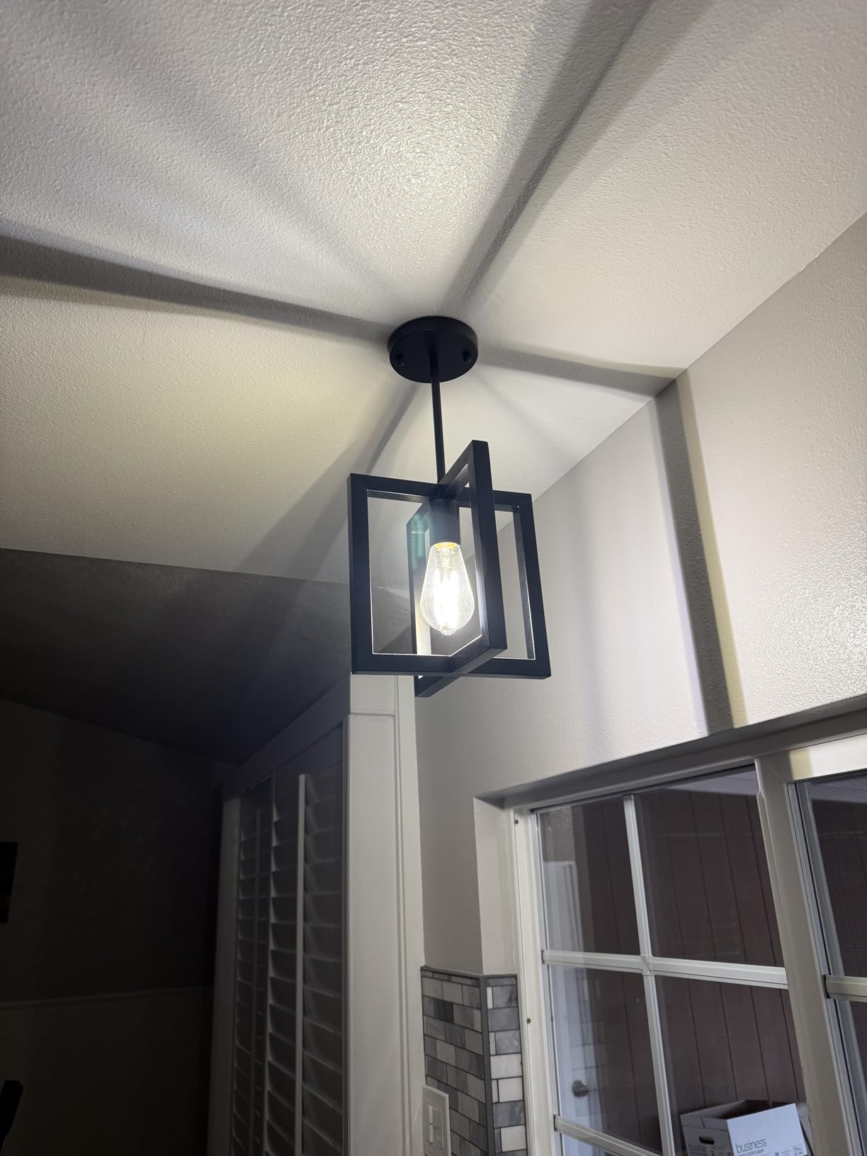 Modern Pendant Lighting for Kitchen Island 1-Light Farmhouse Black Light Fixtures Hanging Adjustable Small Square Chandeliers Ceiling for Dining Room Entryway Hallway customer photo 2
