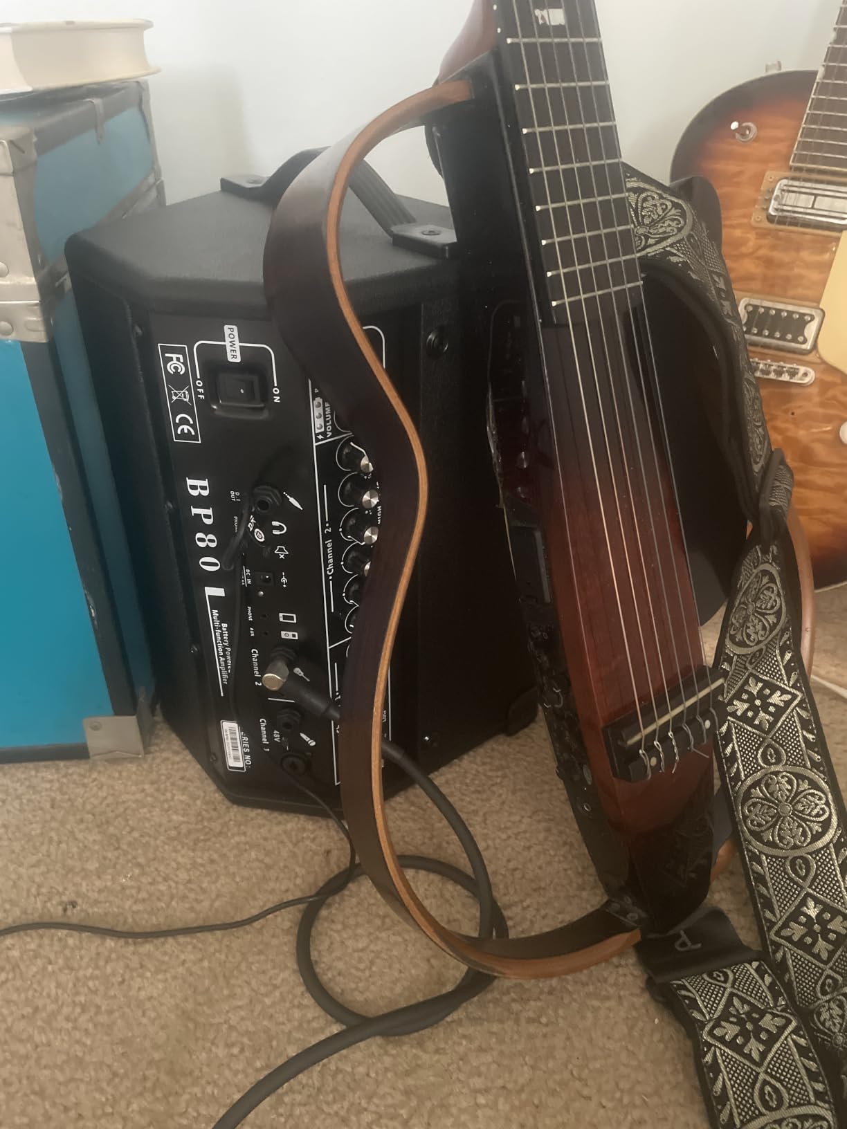 Coolmusic BP80 Battery Powered Acoustic Guitar Amplifier- Portable Bluetooth Speaker 100W, 6 Inputs, 3 Band EQ, Black (3-Year Warranty) customer photo 1