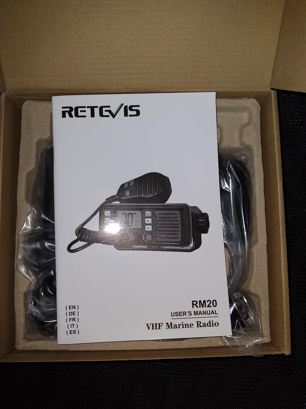 Retevis RM20 25W Fixed Mount Marine Radio, IP67 Built-in GPS DSC Loud Audio | Offshore Fishermen, Charter Boat Captains, 110dB Speaker, NOAA Weather Alert, 88 Global Channels, Vibration Drainage, 3-Watch customer photo 1