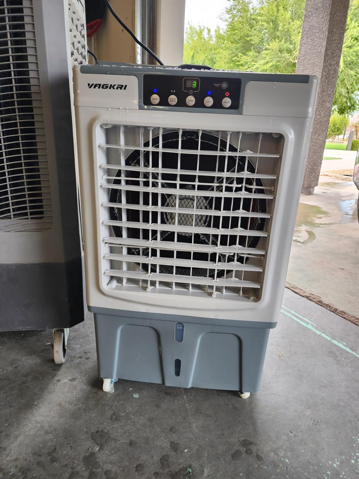 VAGKRI Swamp Cooler, 3100CFM Evaporative Air Cooler with 12 Gal Water Tank | 120°Oscillation Air Cooler with 3 Modes & Wind Speeds, 24H Timer, Auto Fill Cooling Fan for Patio Garage Commercial Use customer photo 1