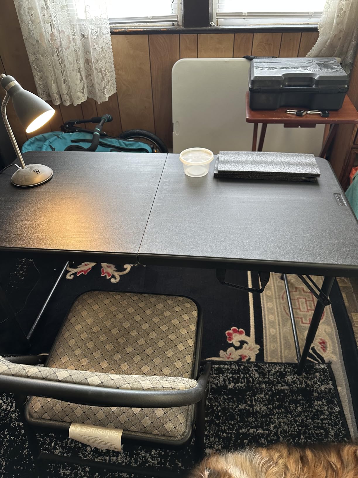 Folding Table 4 Foot, Portable Heavy Duty Plastic Utility Table, White - Adjustable Height, HDPE Tabletop, Small Fold-in-Half Design customer photo 1