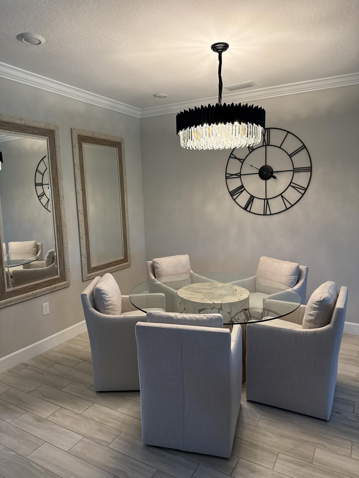 Black Crystal Chandelier 23.62 inch K9 Crystal Round Pendant Lights 5-Tier Modern Crystal Chandelier customer photo 2