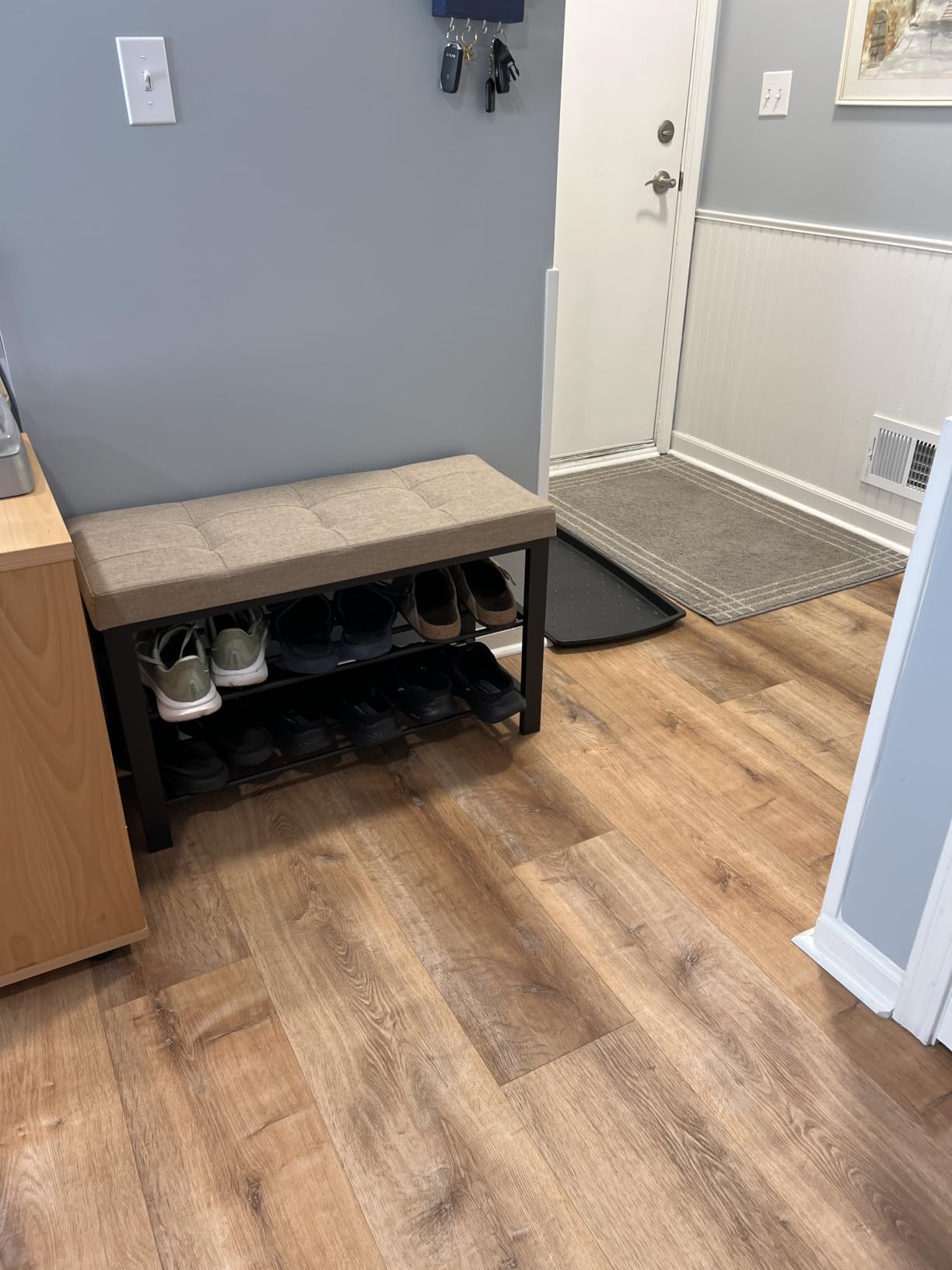 SONGMICS Shoe Bench, Storage Bench, Entryway Bench with Cushion | Shoe Shelf with Seat, Space-Saving, Modern Style, 39.4