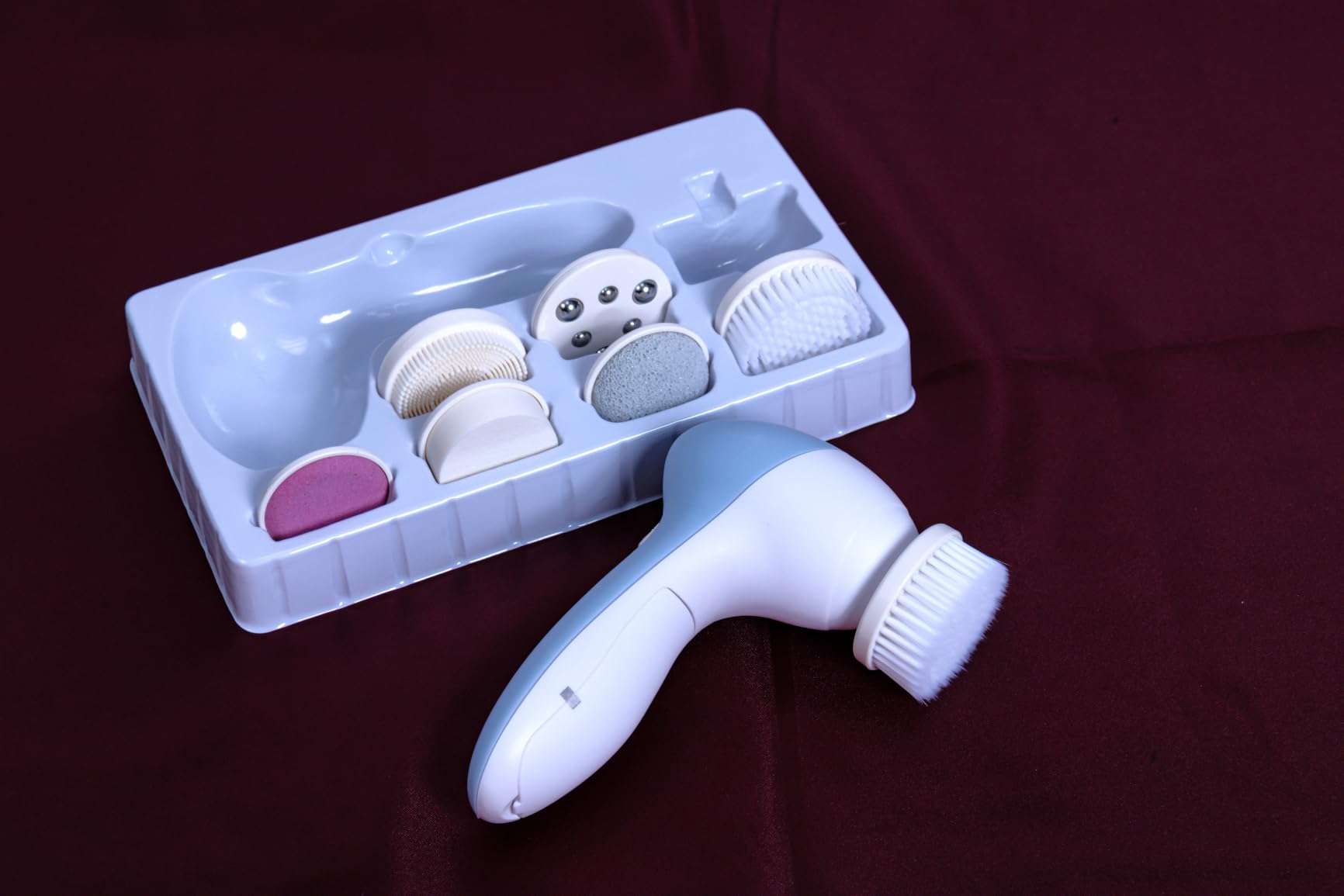COSLUS Facial Cleansing Brush Face Scrubber, 2-in-1 Rotating Design | Electric Exfoliator Massage Brush for Deep Cleaning, Gentle Skin Care, for Men and Women, Waterproof, Blue, Standard Set customer photo 2