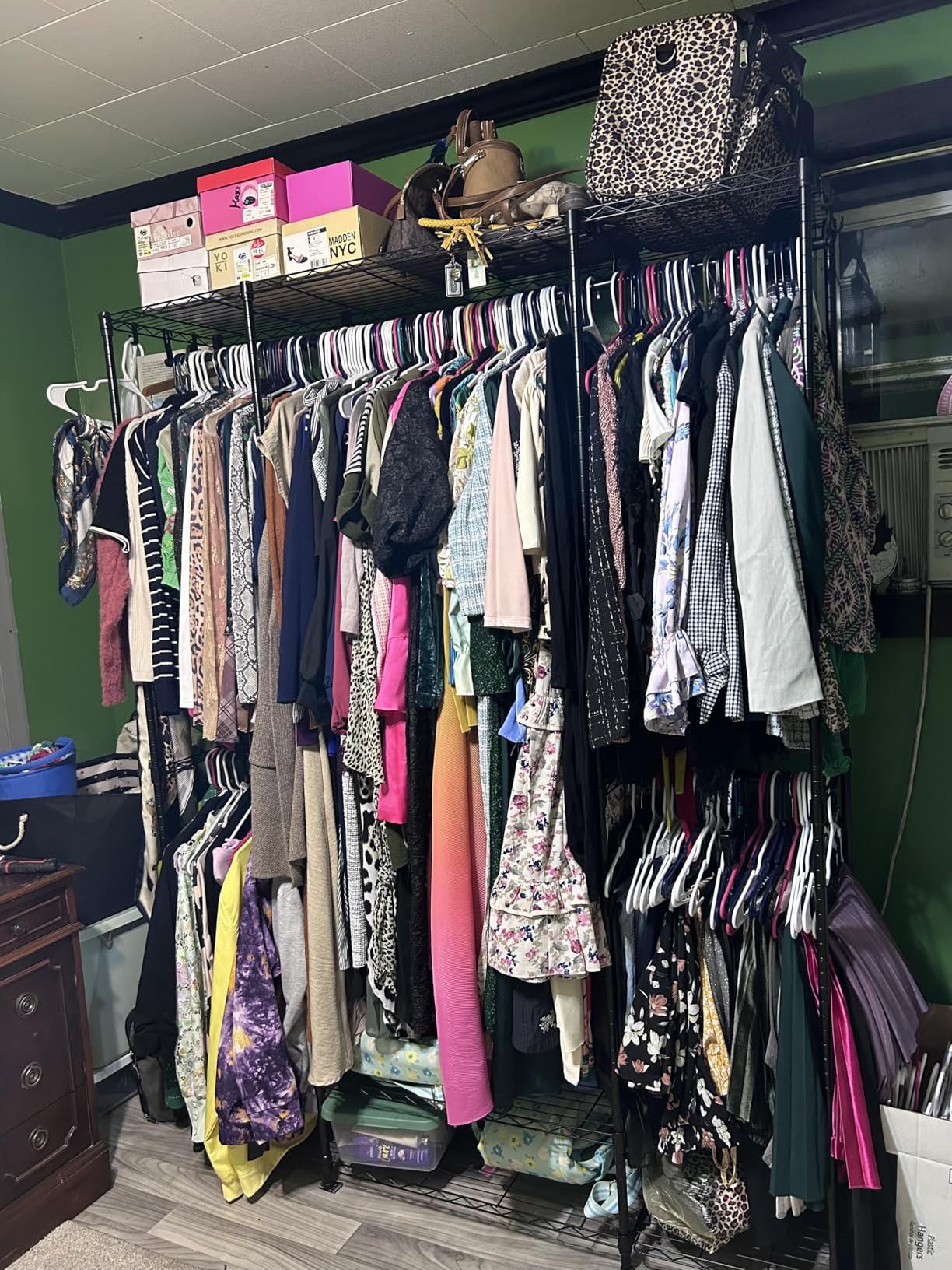 E3 Heavy Duty Garment Rack 4-Tier Freestanding Closet Organizer System | Metal Clothing Organization and Storage System for Clothes, Portable Wardrobe with 5 Shelves for Load 850lbs, White customer photo 2