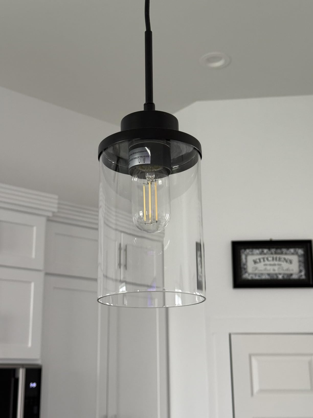 3 Pack Hanging Pendant Lighting Fixtures, Adjustable Black Hanging Ceiling Lamp with Clear Glass Shade, Modern Pendant Light for Kitchen Island, Dining Room, Bedroom, Hallway customer photo 1