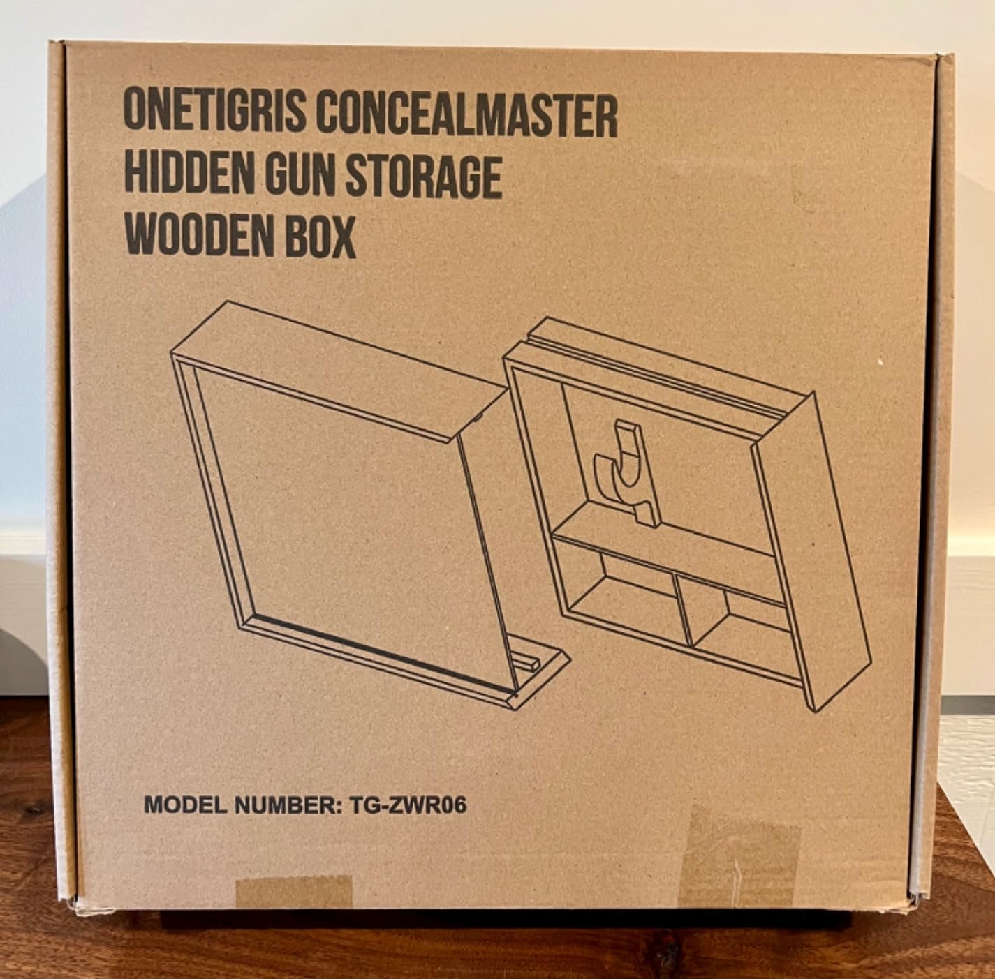 OneTigris Hidden Gun Storage, Concealment Furniture Hidden Gun Safe - Concealment Shelf Wall Safe Wooden Photo Frame, Wall Mounted Hidden Compartment Furniture with Patches Display Panel customer photo 2