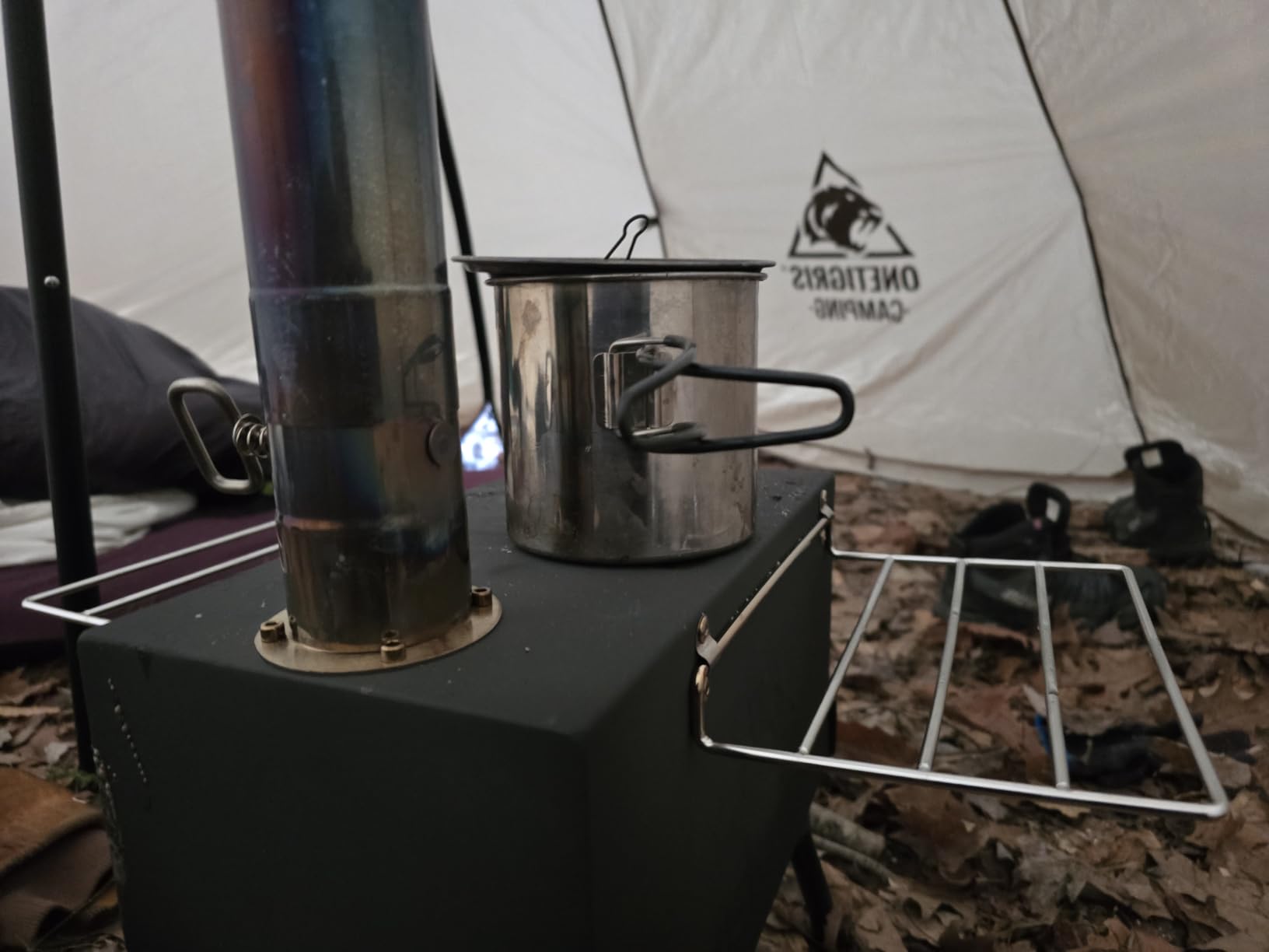 Huskfirm Wood Burning Stove, Folding Tent Stove for Heating | Portable Wood Stove for Tent, Cooking, Courtyard, Camping Stove include Chimney Pipes and Spark Arrestor customer photo 2