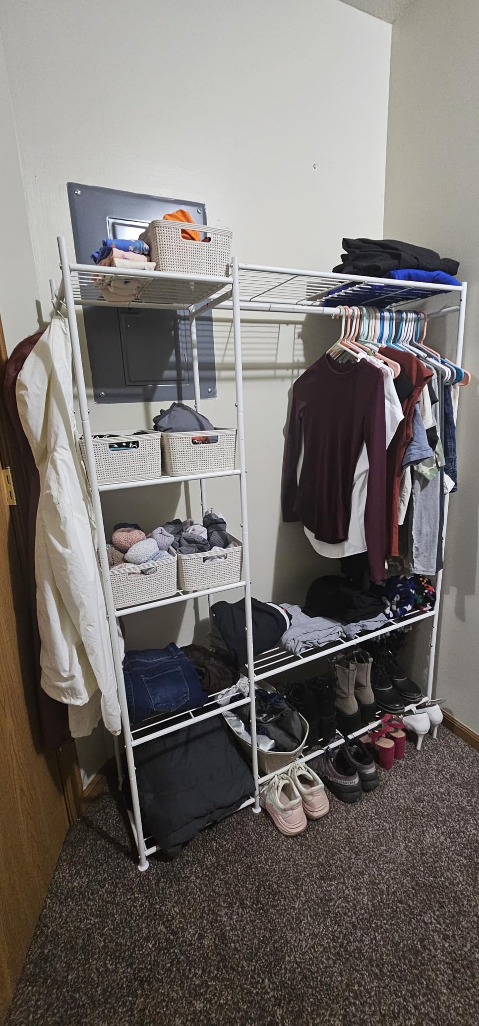 Wardrobe Closet, Portable Clothes Rack with 4 Tiers Shelves, Freestanding Closet Organizers and Storage System with Hanging Rods, Steel Clothing Rack customer photo 1