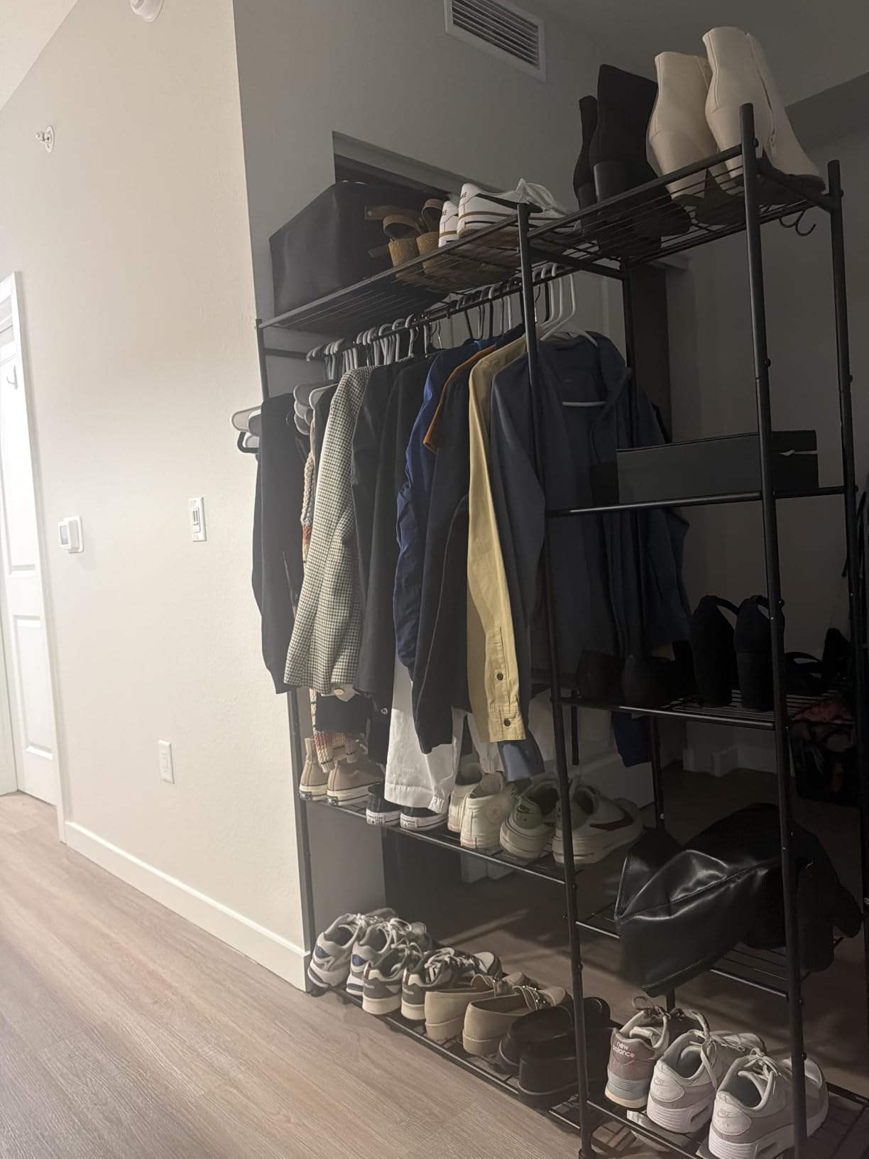 Wardrobe Closet, Portable Clothes Rack with 4 Tiers Shelves, Freestanding Closet Organizers and Storage System with Hanging Rods, Steel Clothing Rack customer photo 2
