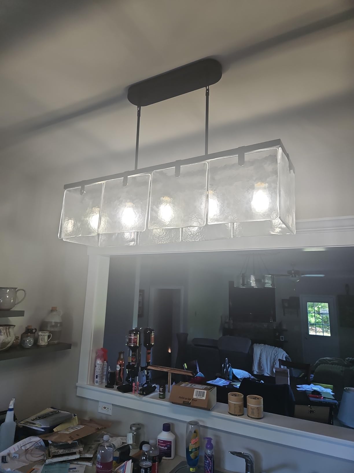 IKK Modern Textured Glass Chandeliers for Dining Room, 37