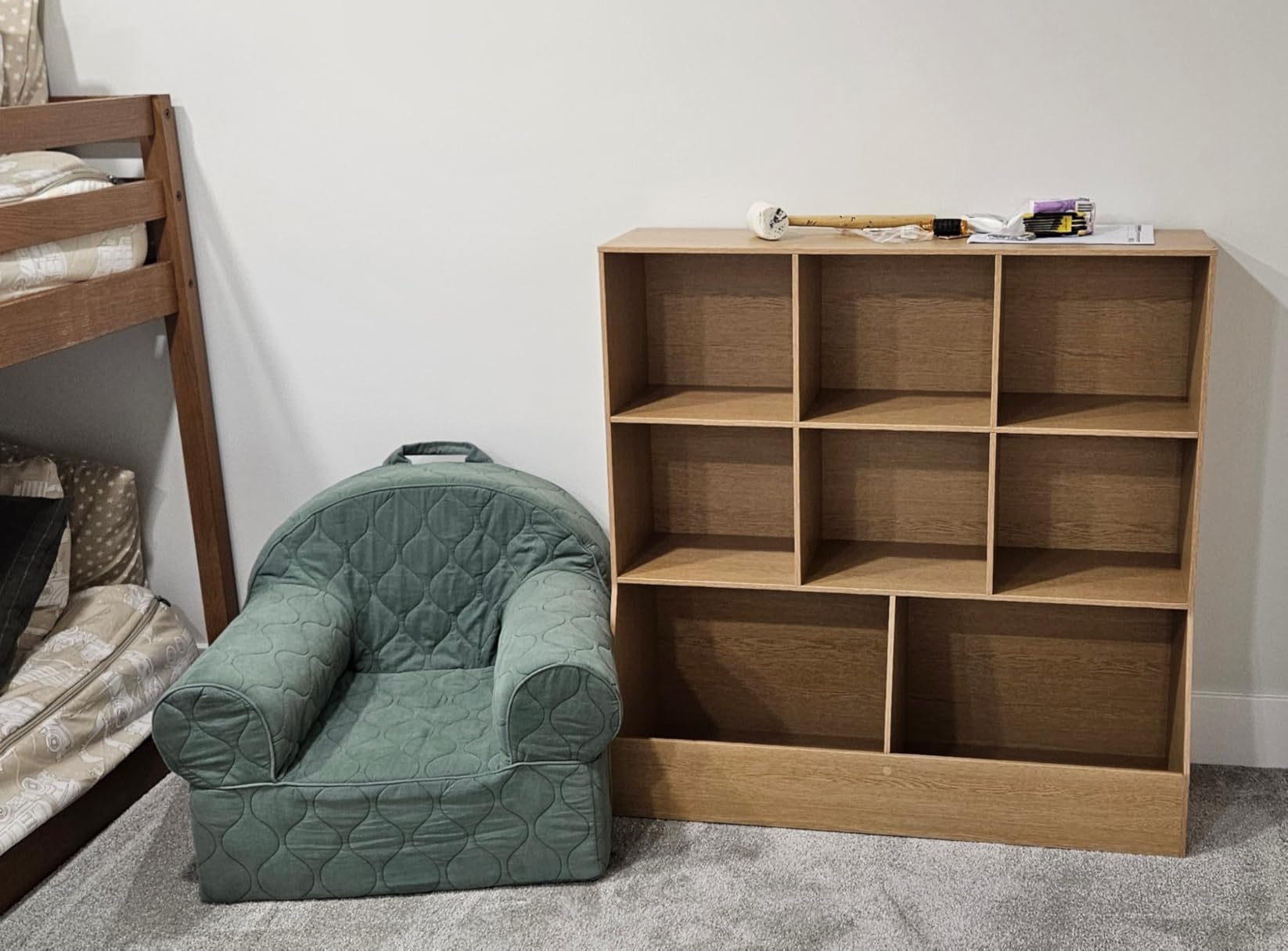 Toy Storage Organizer, Kids Cubby Cabinet with Bookshelf, 5-Cube Wood Toy Book Shelf, Anti-Tip Structure, Easy Assembly, Playroom/Classroom, Espresso customer photo 1