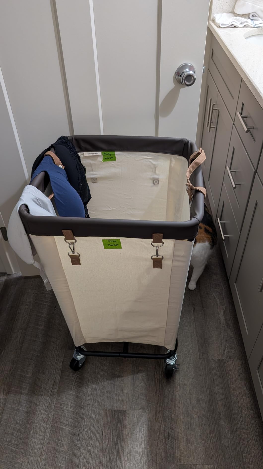 StorageWorks 160L Laundry Basket with Wheels, Large Rolling Hampers for Clothing Organizer, Dirty Clothes Basket for Hotel, Home, Closet, Dorm, Beige customer photo 2