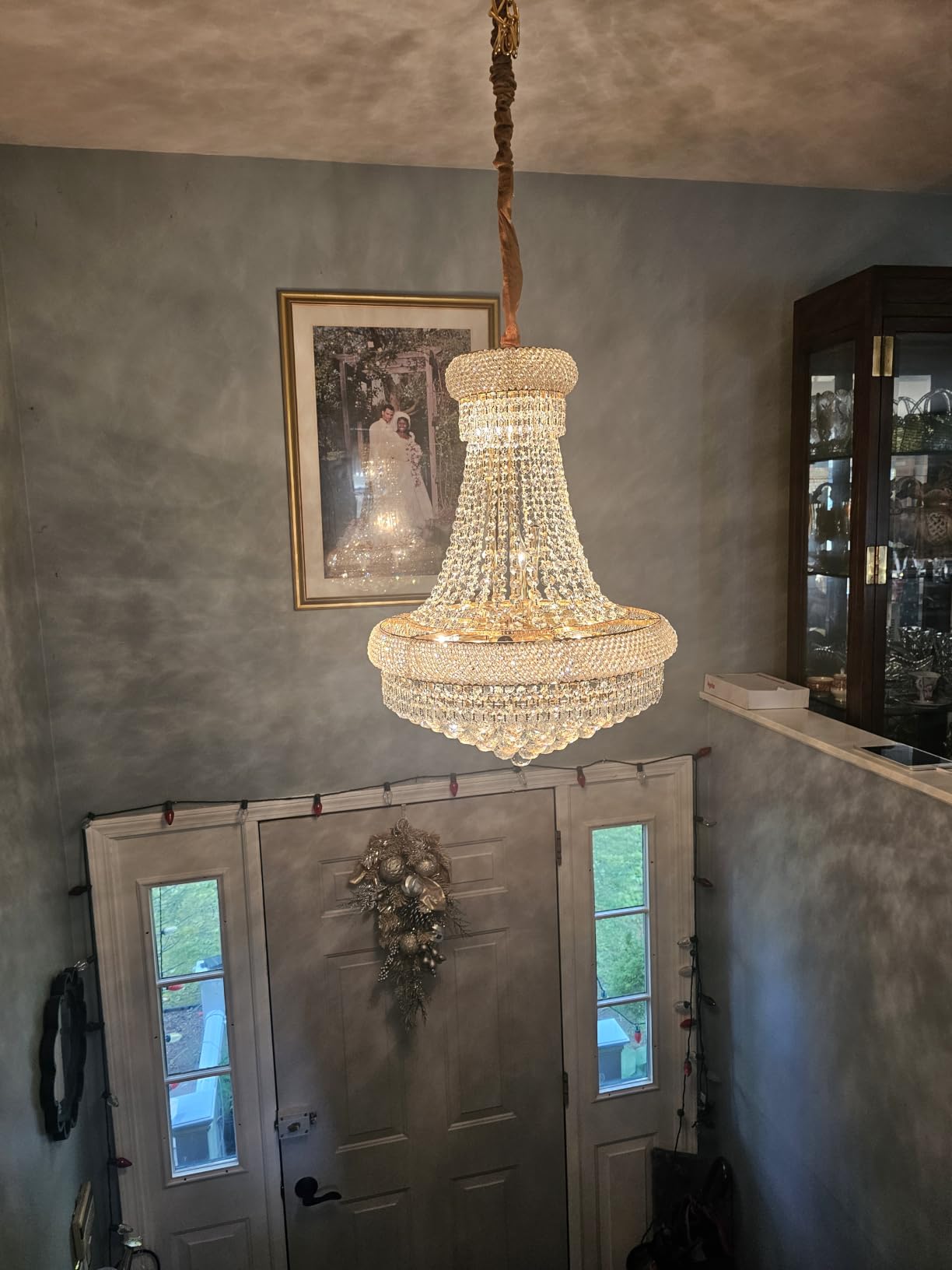 Chrome Crystal Chandeliers for Dining Room 12-Lights Empire Style K9 Crystal Chandeliers for Entryway customer photo 2