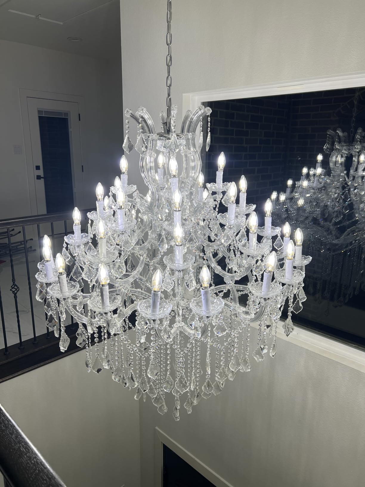 Large High Ceiling Modern Chandeliers 24 Lights 3 Layers Crystal Chandelier Light Fixtures customer photo 1