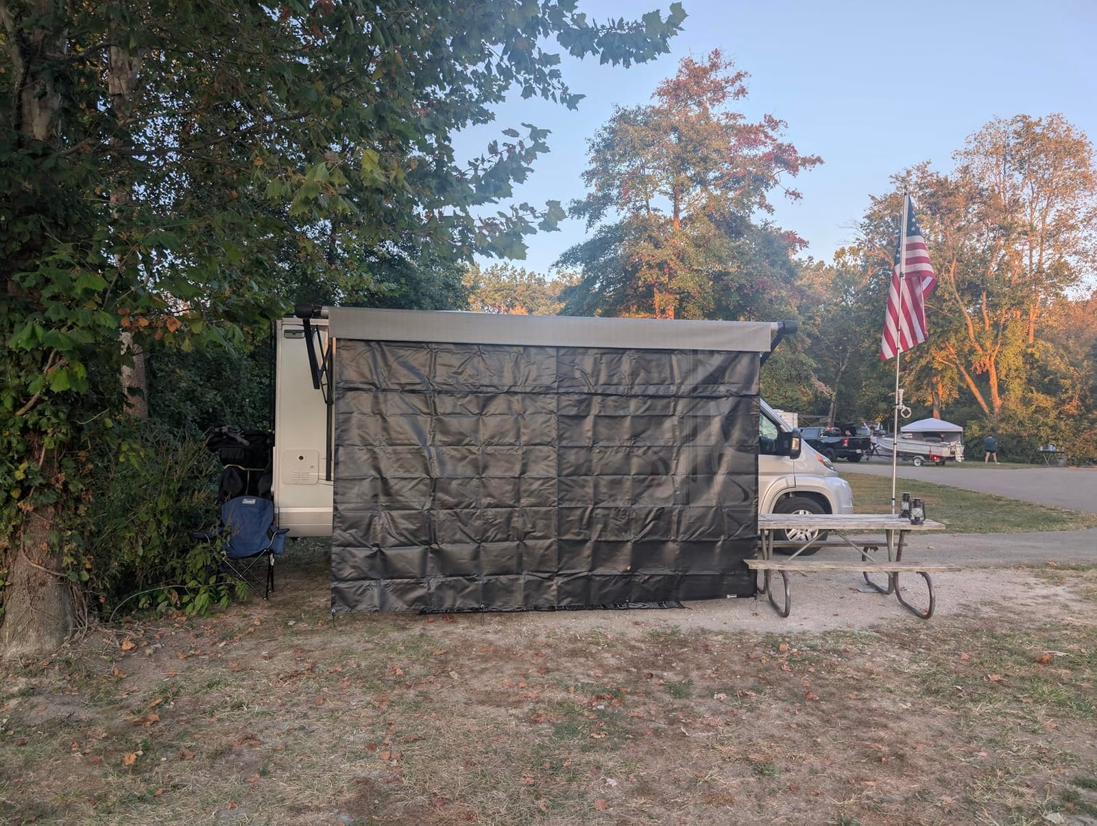 RV Awning Sun Shade Screen 8'x17'3''(Fit for 18' Awning),Black Mesh Shade Screen with Zipper,Universal Trailer Camper Awning Screen with Complete Kits,Improves Shadow and Privacy. customer photo 2