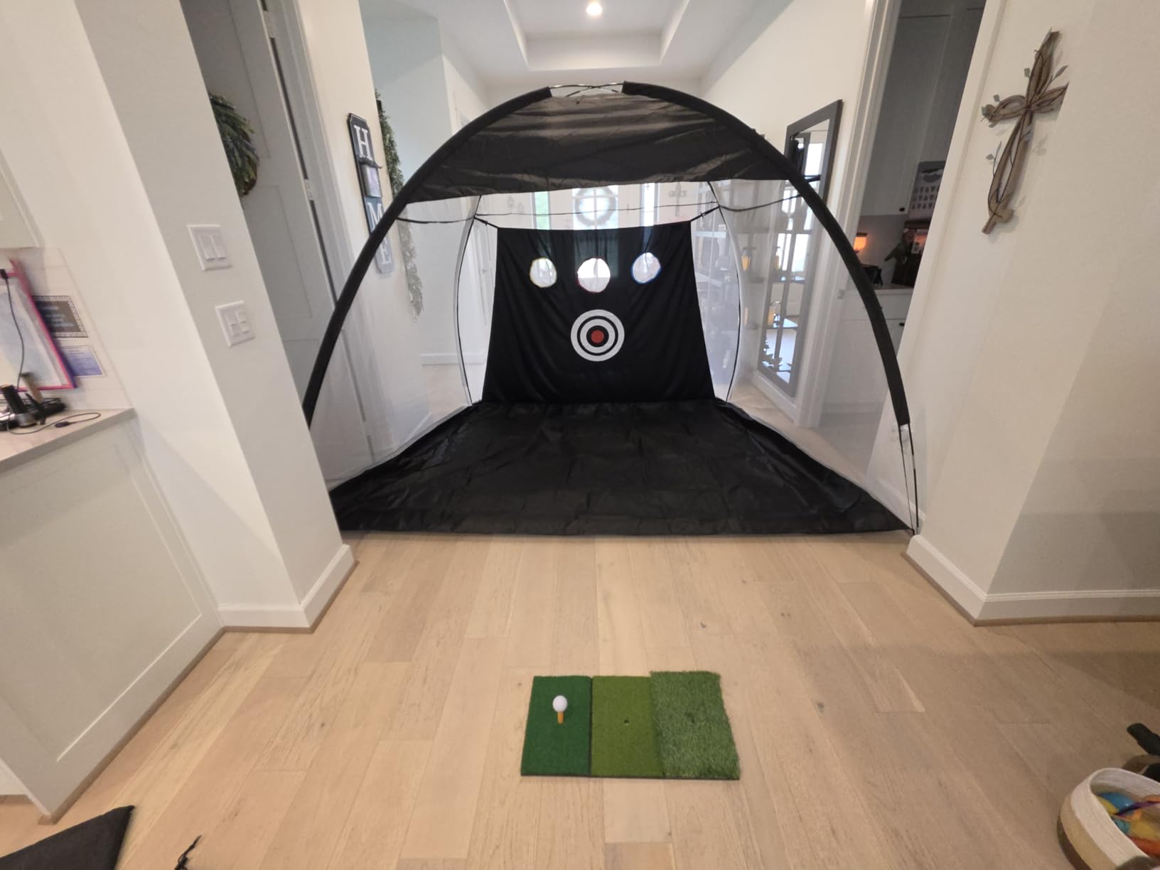 Golf Net: 10x7FT Golf Practice Net for Backyard Driving, Hitting Net with Tri-Turf Mat, Indoor Training Chipping Aid Nets with Reduce Noise Nylon Target customer photo 1