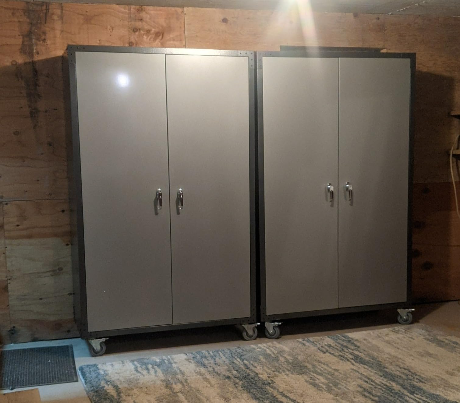 VINGLI Upgraded Wide & Deep Garage Storage Cabinet, Metal Storage Cabinet with Pegboards, Wheels, Locking Doors and Adjustable Shelves (Black & Silver, 43''W x 20''D x 72''H) customer photo 1