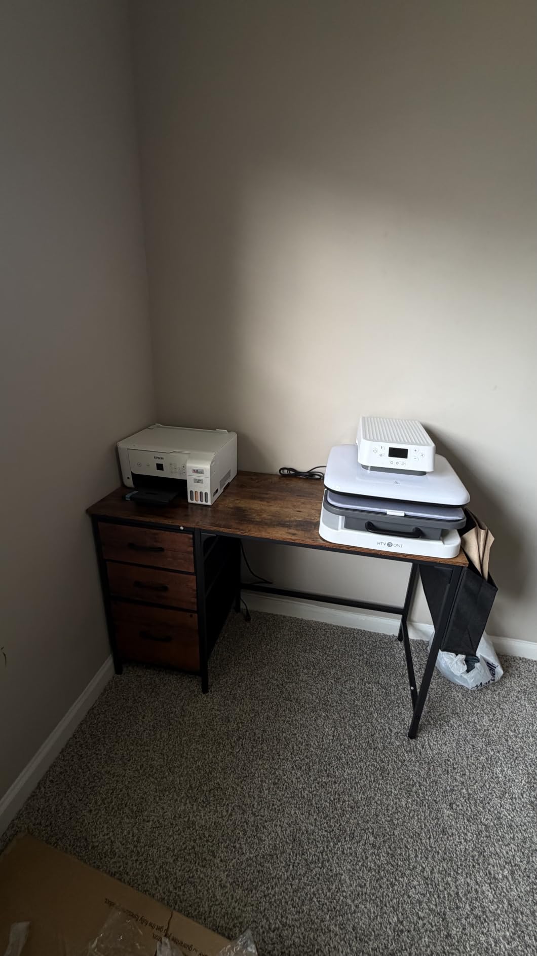 Lufeiya White Desk with File Drawers Cabinet, 47 Inch Reversible Computer Desk with Fabric Filing Cabinet for Bedroom Small Space Home Office, Modern Writing Table PC Desks, White customer photo 1