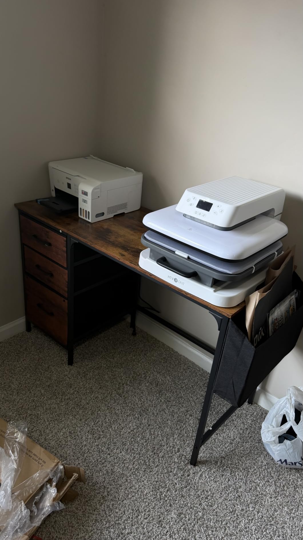 Lufeiya White Desk with File Drawers Cabinet, 47 Inch Reversible Computer Desk with Fabric Filing Cabinet for Bedroom Small Space Home Office, Modern Writing Table PC Desks, White customer photo 2