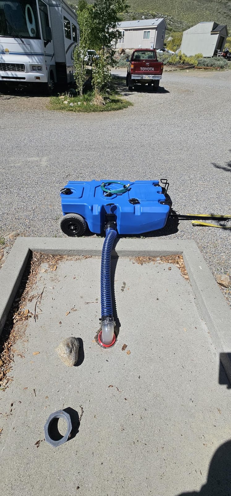 RecPro RV Portable Waste Tank | 36 Gallon | Blue | No-Flat Tires, Heavy-Duty Polypropylene, Fast Emptying, Built-in Venting Cap and Fill Level Indicator customer photo 1