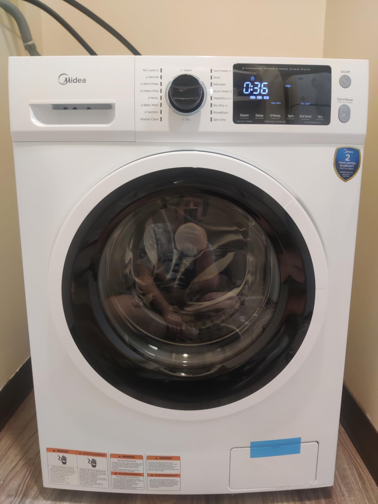 Midea 24 Inch All-in-One Front Load Washer Dryer Combo, 2.7 Cu.ft 26lbs Ventless Full-Automatic Washing Machine with Steam Care, Overnight Dry, 1400 RPM 16 Wash Cycles, White customer photo 5