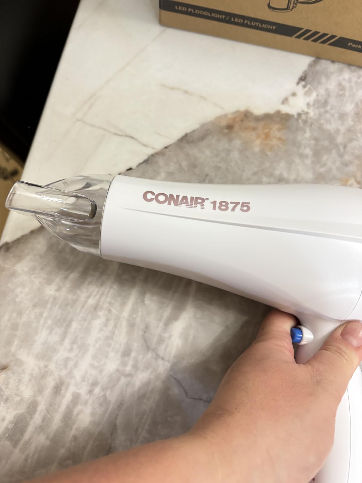 Conair Double Ceramic Ionic Hair Dryer | Double Ceramic Ionic Tech Reduces Frizz for Fine, Thick, and Curly Hair Types, White with Diffuser & Concentrator, 566L customer photo 2