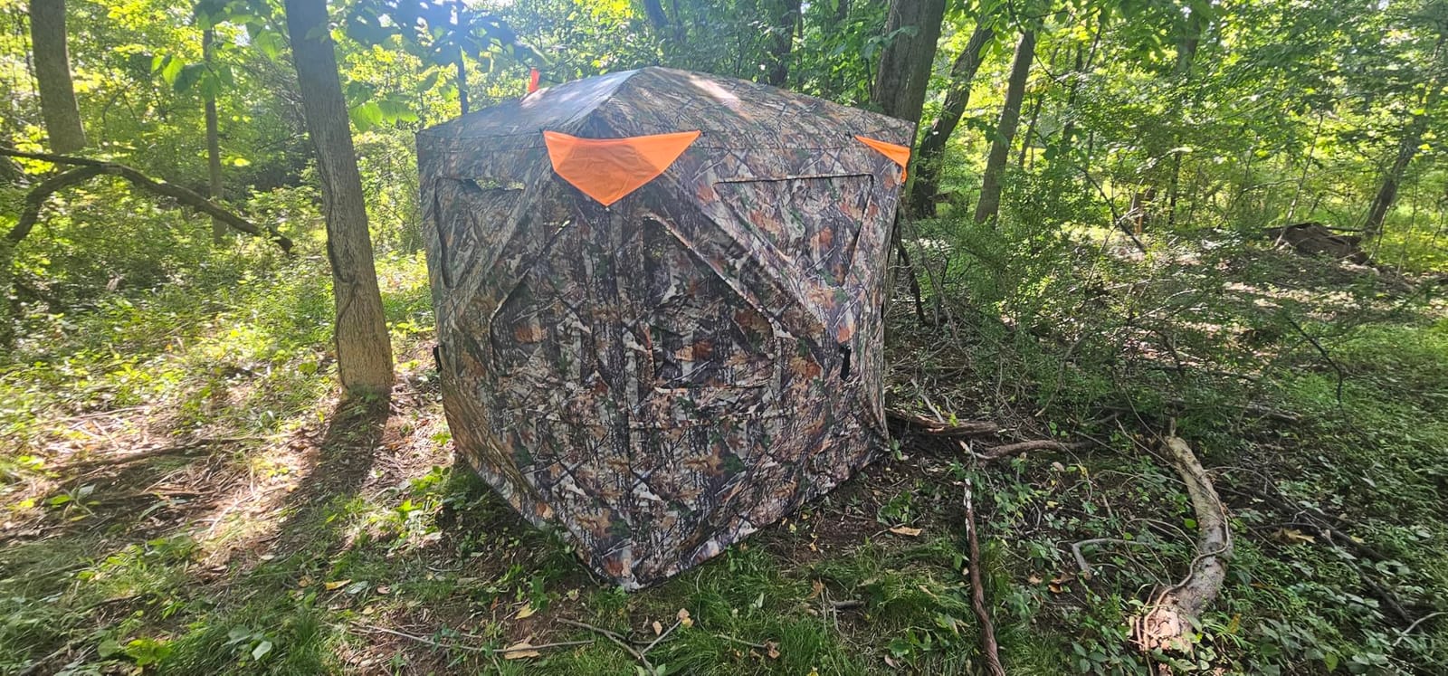 TIDEWE Hunting Blind 360 See Through, Pop Up Ground Blind with Large Door, Removable Curtain & Portable Carrying Bag, Quiet Sliding Windows for Deer Turkey Hunting customer photo 2
