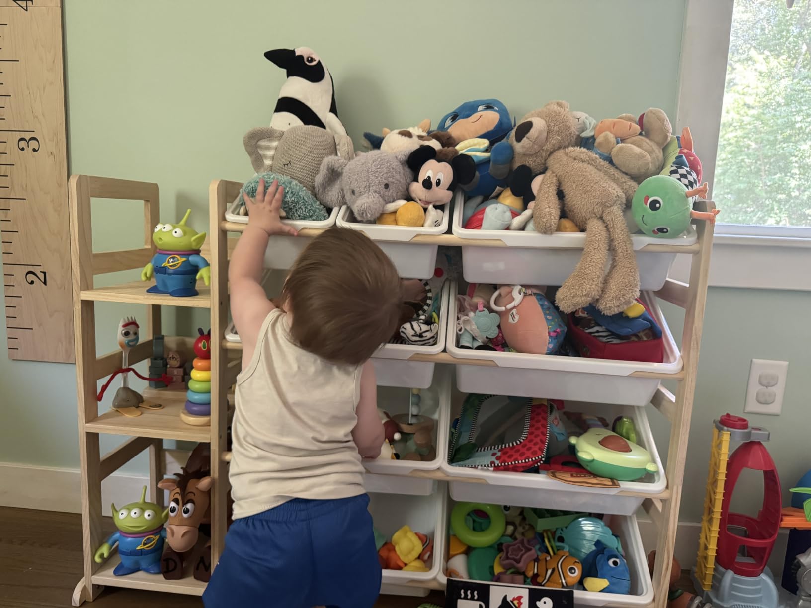 Toy Storage Organizer - Toy Organizers and Storage with Bookshelf, Toy Storage Shelf with 3 Shelves and 12 Storage Bins, Kids Bookshelf and Toy Storage for Playroom, White customer photo 1