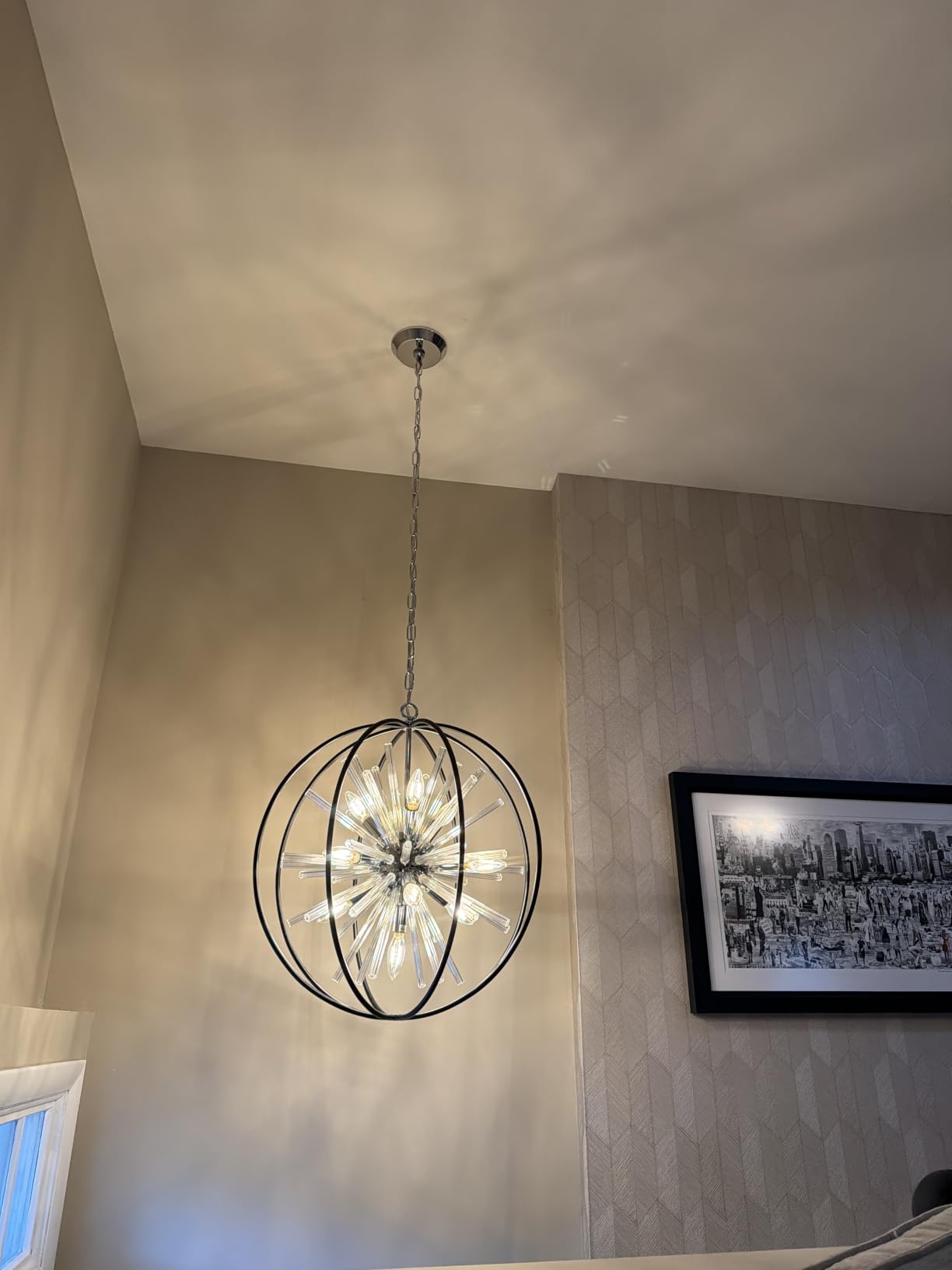 Modern Large Black and Gold Crystal Chandelier for Entryway High Ceiling | D35