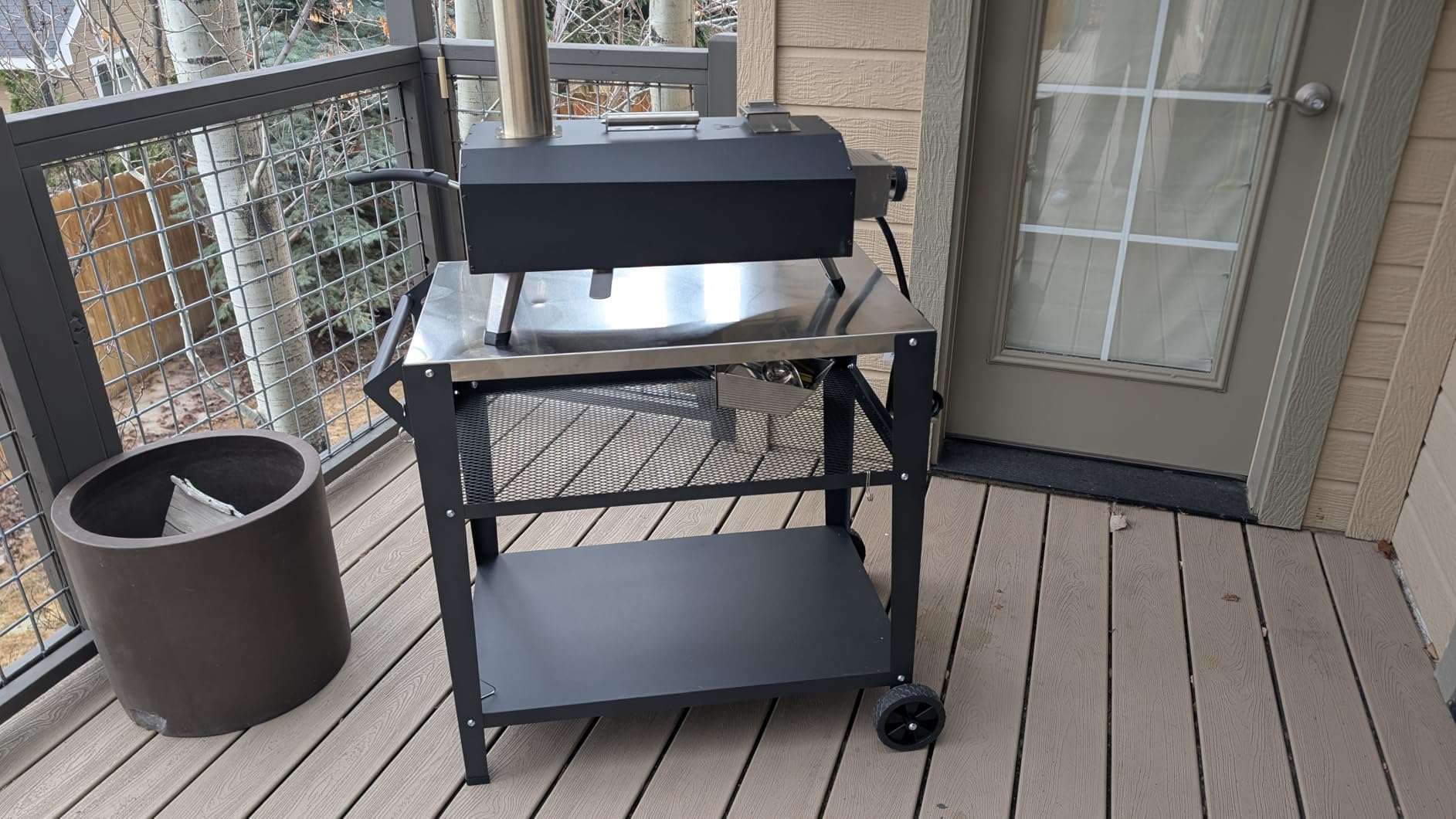 LEETOLLA Stainless Steel Outdoor Grill Cart with Wheels, Heavy-Duty 3-Tier BBQ Prep Table for Pizza Oven, Griddle, Patio - Rustproof Commercial Kitchen Cart with Tool Hooks customer photo 1