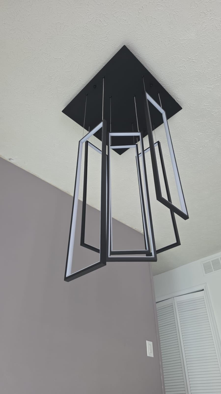 Siittoo Modern Led High Ceiling Chandelier with Remote Control,9 Lights Long Foyer Chandeliers for High Ceilings, Dimmable Pendant Light Fixture for Entryway Staircase Foyer Hallway Living Room customer photo 1