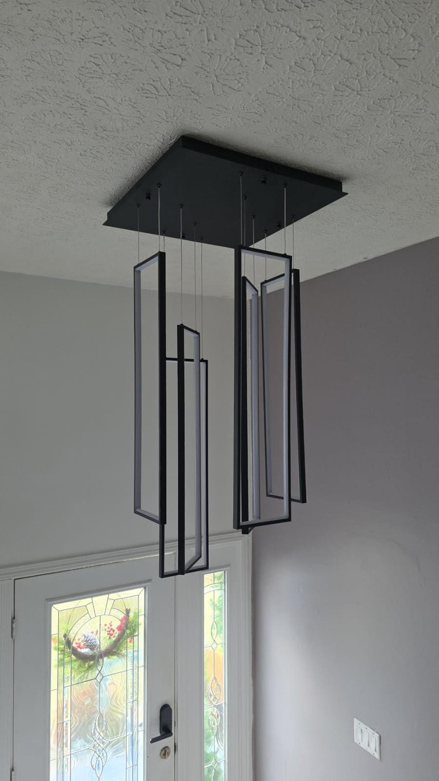 Siittoo Modern Led High Ceiling Chandelier with Remote Control,9 Lights Long Foyer Chandeliers for High Ceilings, Dimmable Pendant Light Fixture for Entryway Staircase Foyer Hallway Living Room customer photo 2