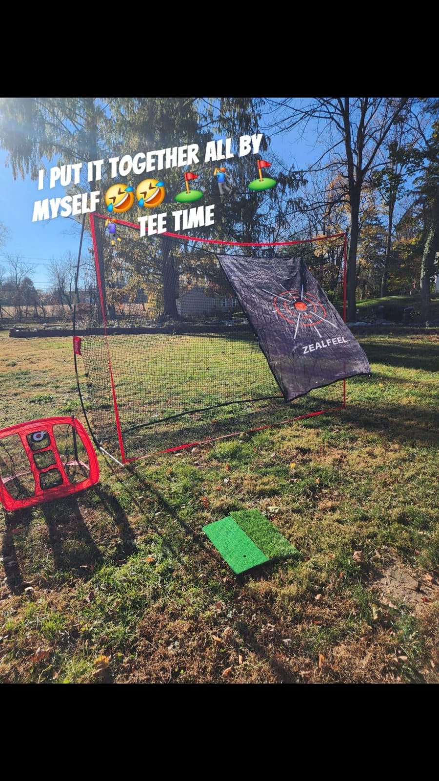 ZEALFEEL Golf Net, 10 x 7 ft Hitting Practice Set with Chipping Net, Foldable Mat, Silk Target, 8 Tees, 6 Balls & Carry Bag customer photo 2