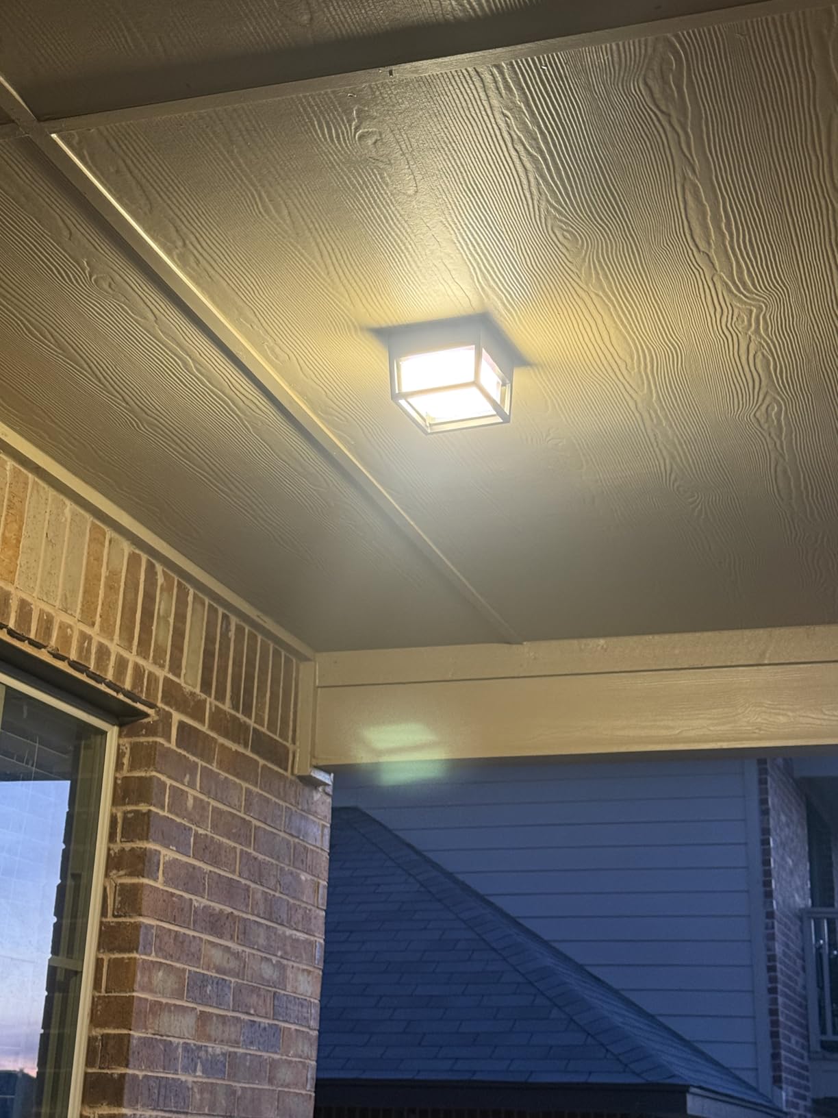 Outdoor Ceiling Porch Light LED Flush Mount for Wall or Ceiling, Square Exterior Wall Lamp for Patio Balcony Terrace, 3000K Warm Color, 125w Equivalent, Black, Wet Location, Small 6.3