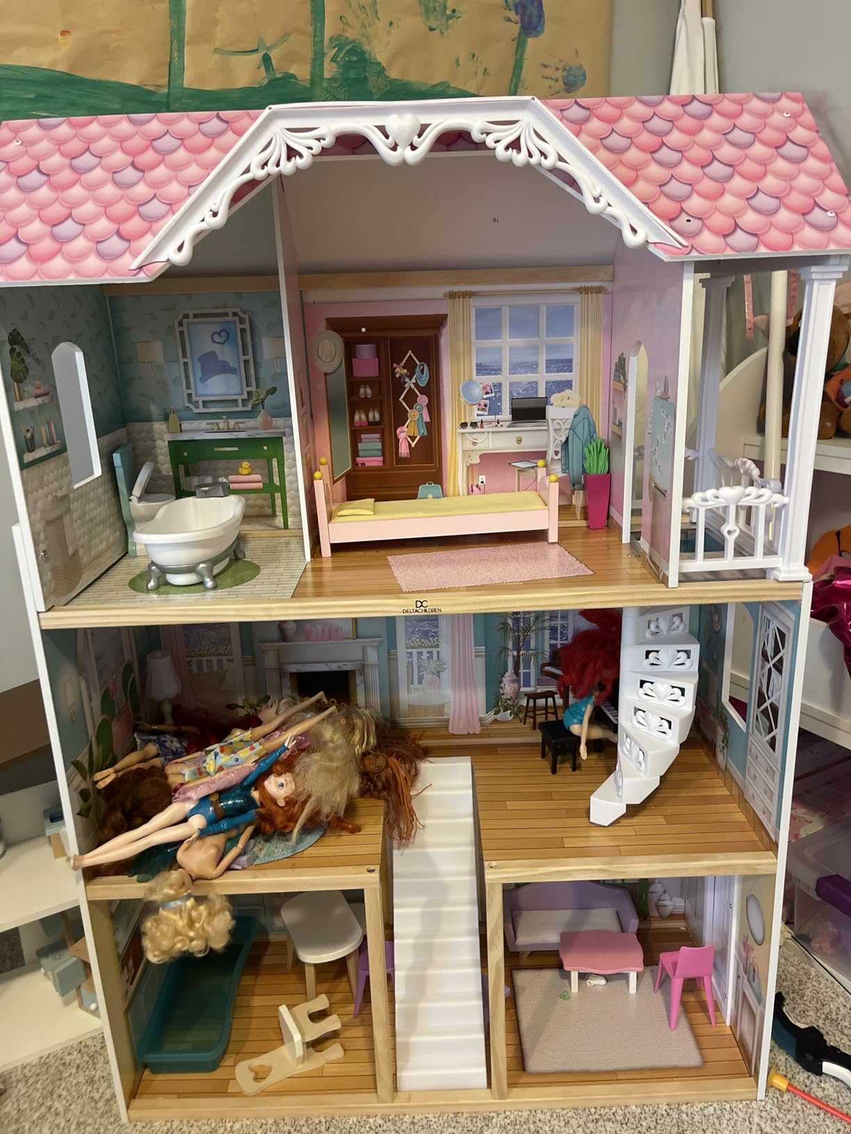 Delta Children MySize Dollhouse - Large 3-Story Dollhouse with 7 Rooms Includes 12 Accessories - Fits 12-inch Dolls - Pretend Play Dream Gift for Ages 3+ customer photo 1