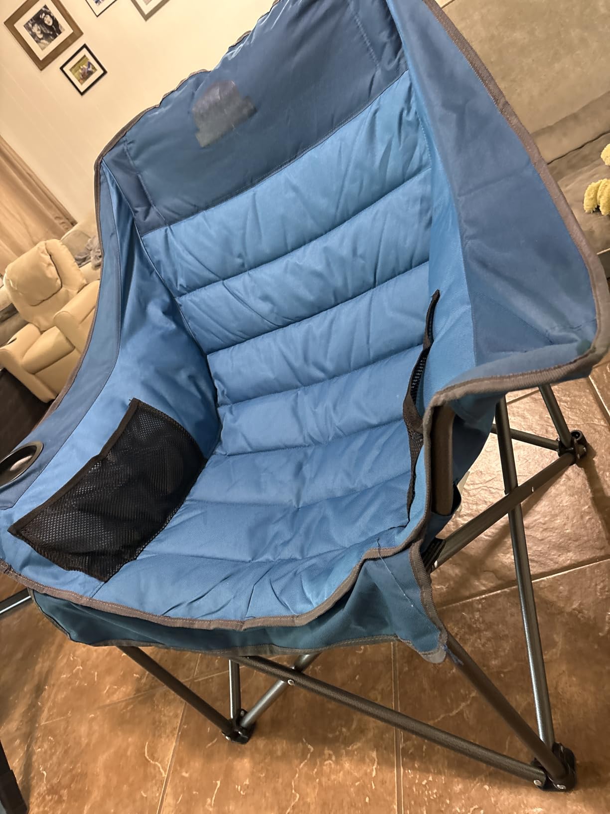 Colegence 500LBS Heavy Duty Oversized Camping Chair Black Gray 1 Pack | Reinforced frames, padded seats and backrests, cup sleeves, inner pockets, 600D Oxford fabric, camping and fishing customer photo 1