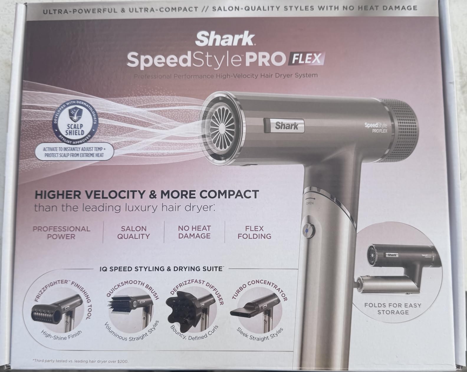 Shark SpeedStyle Pro Flex High-Velocity Hair Dryer System with Scalp Shield & IQ Speed Styling and Drying Suite, Lightweight, Ionic, No Heat Damage, Mocha Silver, HD542 customer photo 2