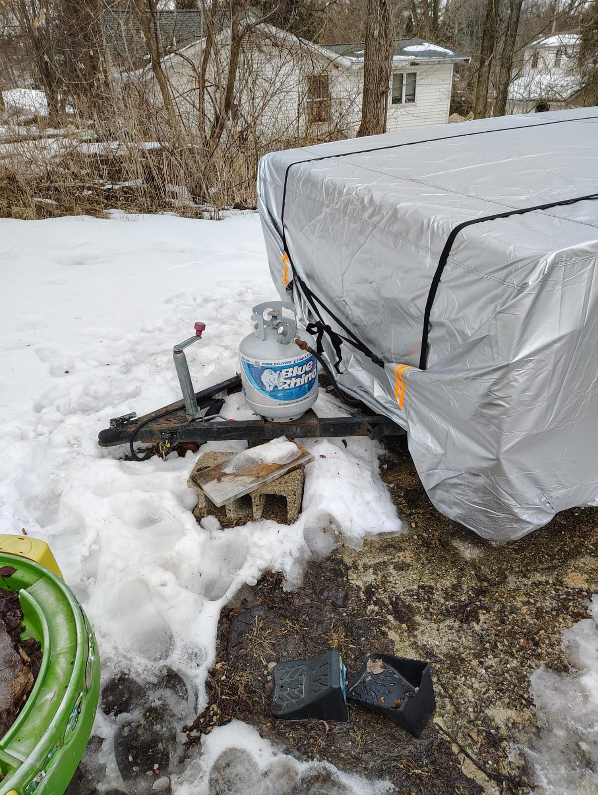 Oxford Fabric Pop Up Folding Camper Cover 14'-16' Super Waterproof Tear-Resistant Anti-UV Tent Trailer Cover for Winter Snow with Reinforced Corners, 5+2 Windproof Straps, Storage Bag customer photo 1