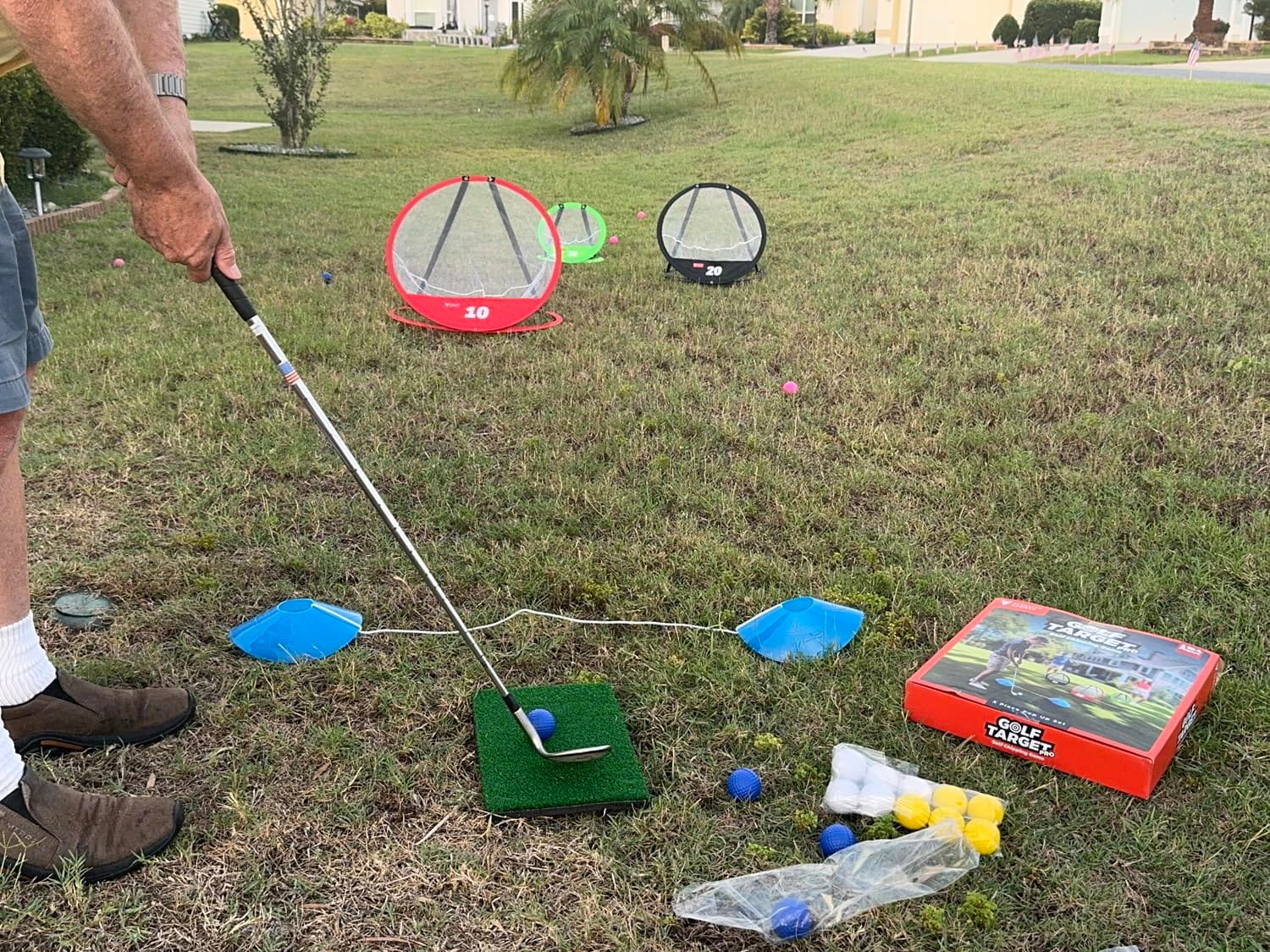 Vitality Sports Golf Chipping Net, 3PCS Pop-Up Golf Practice Net for Backyard, Indoor Outdoor Chipping Game with 3 Targets, 1 Hitting Mat, 20 Balls, Tee Box customer photo 2
