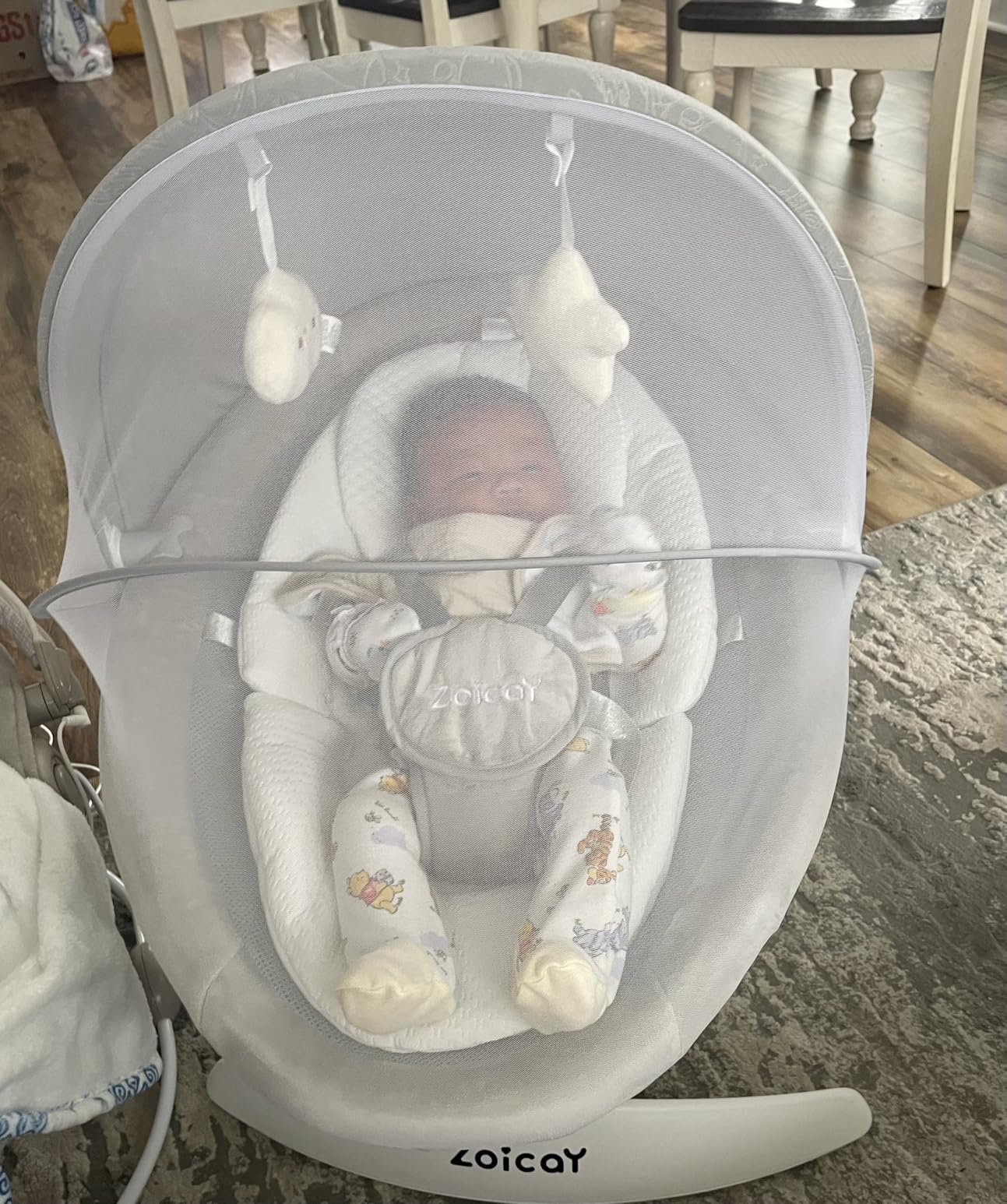 3-in-1 Baby Swings for Infants with Auto Motion Sensor and Bluetooth Music | Portable Baby Swing with 360 Degree Rotatable Seat & Removable Canopy, Remote Control, 5 Speeds & 12 Melodies, Up to 25 lbs (White) customer photo 2