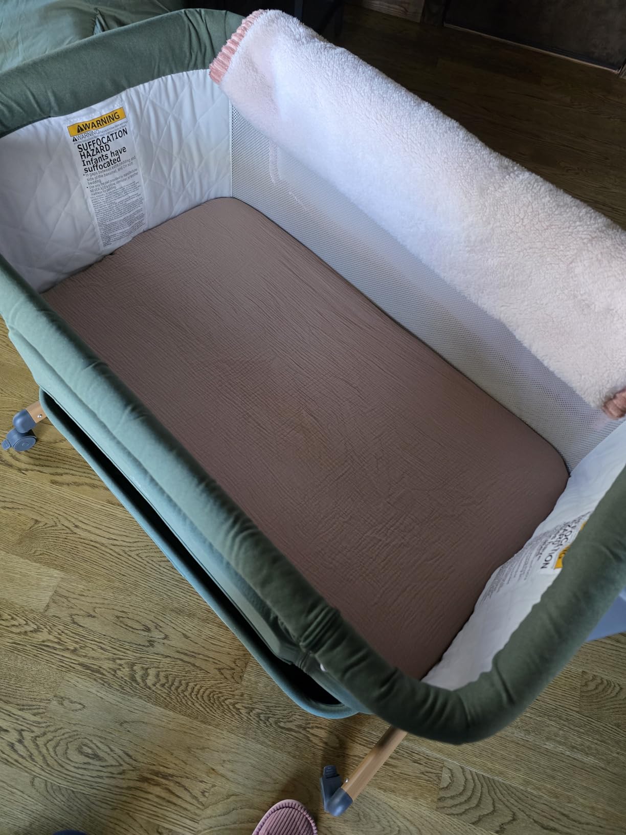 3-in-1 Baby Bassinet, Bedside Sleeper & Rocking Bassinet for Newborn | 6-Level Height, Comfy Mattress, Breathable Mesh, Retractable Wheels, Large Storage Basket, Tool-Free Setup & Foldable Design customer photo 2
