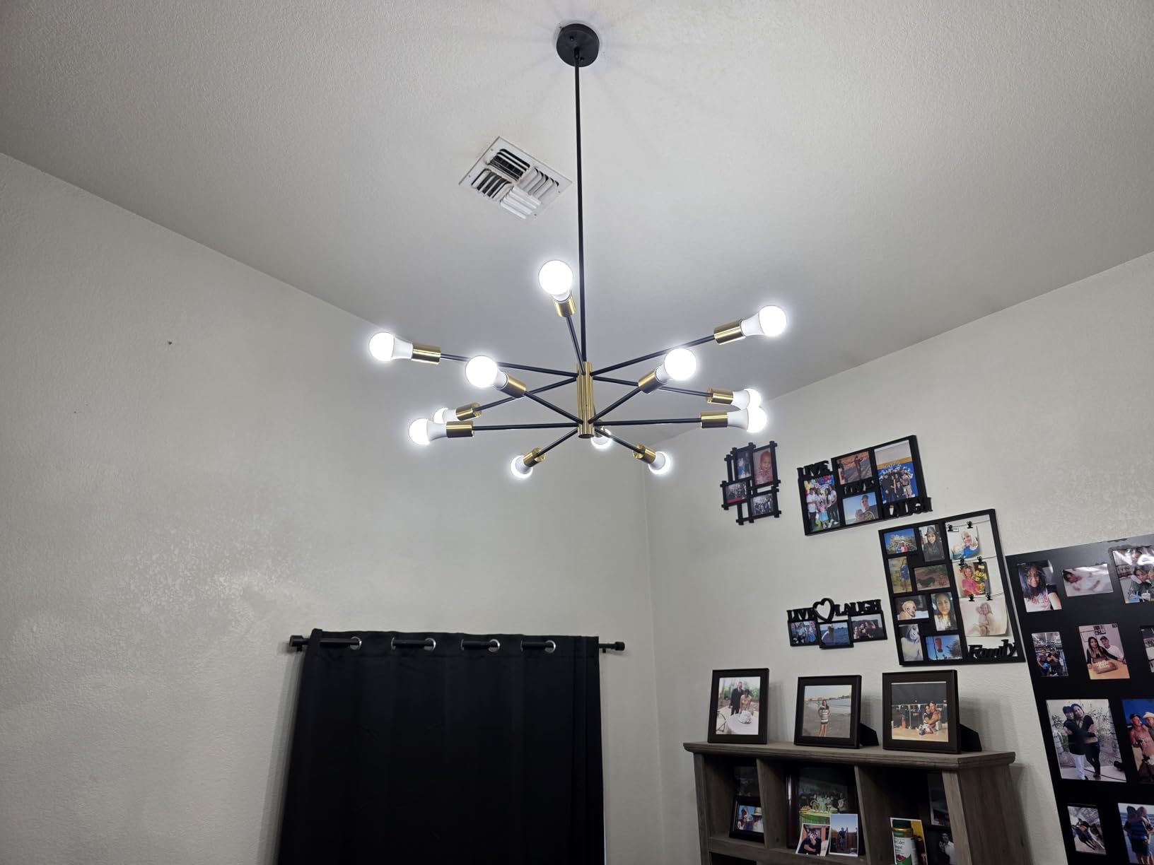 MQMQA 12-Light Sputnik Chandelier, 33-Inch Black and Brushed Gold Mid Century Modern Fixture customer photo 2
