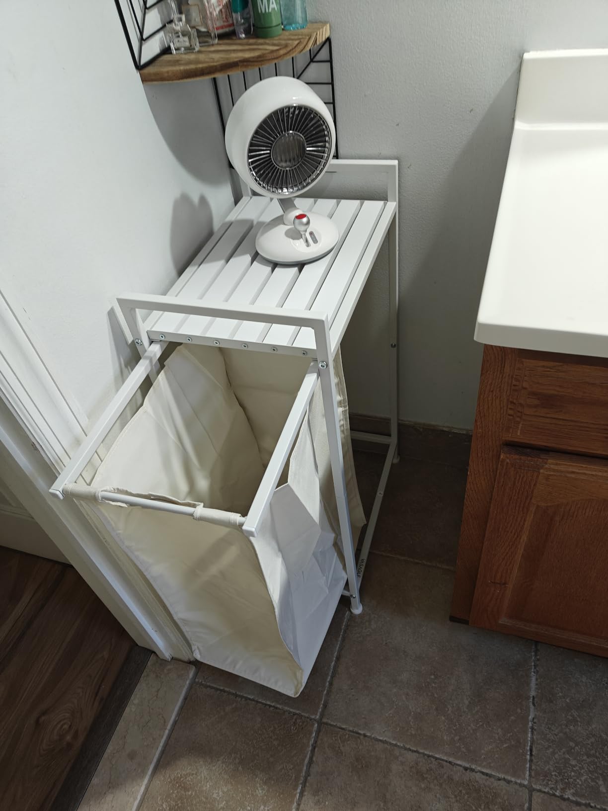 VASAGLE Laundry Sorter, 43.5 Gal. (165 L) Laundry Hamper Basket with 3 Compartments, Rolling Cart with Wheels, Shelf, Removable Bags, Pockets, Ink Black and Rustic Brown UBLH031B01 customer photo 1