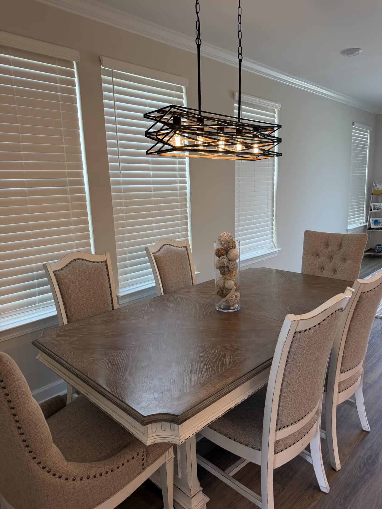 40-Inch Large Farmhouse Rectangular Chandelier, 6-Light Black Matte Linear Dining Fixture customer photo 2