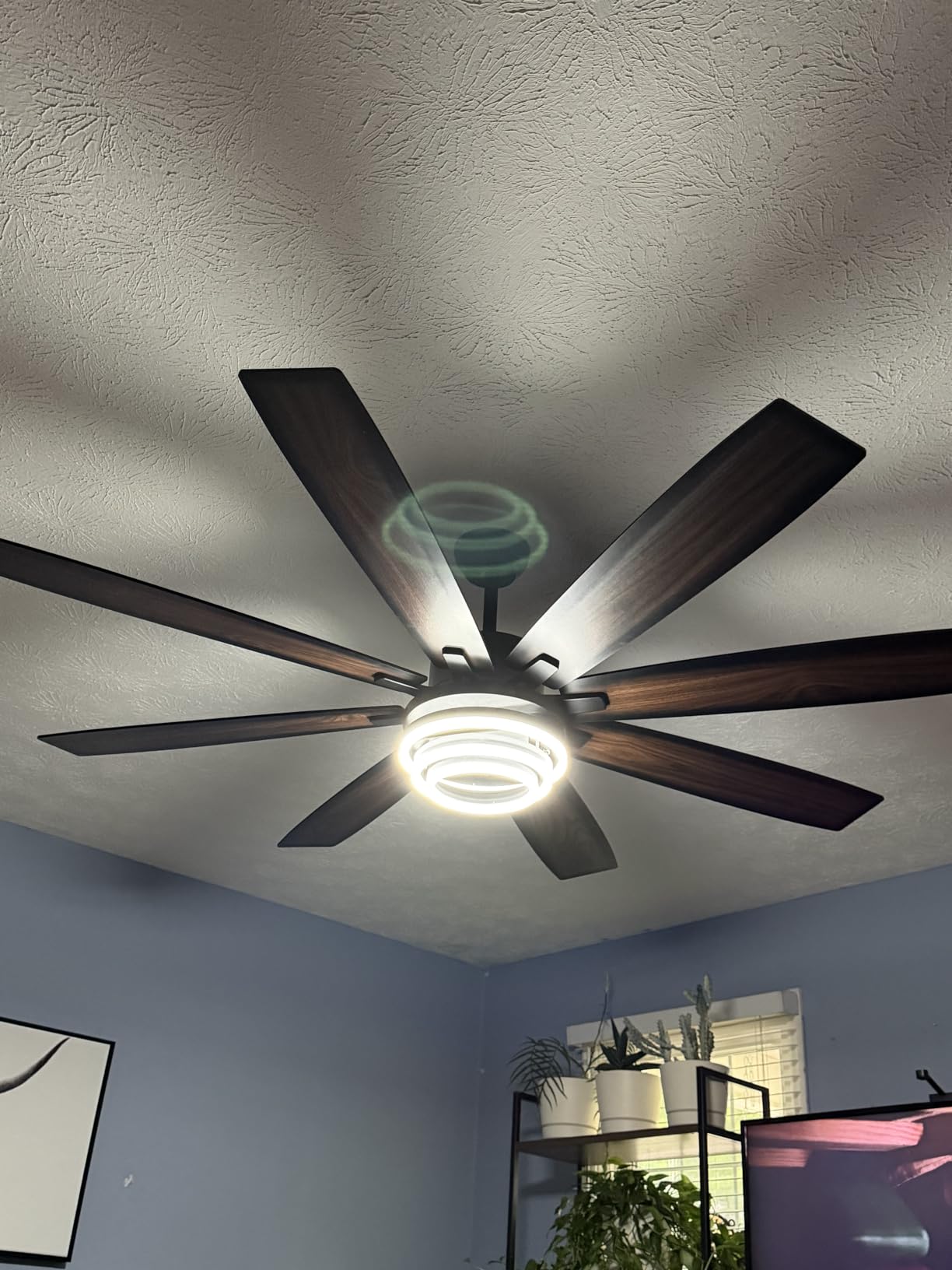 72 Inch Modern Large Ceiling Fans with Lights | 3 DIY Rings, 2550ML, Remote, Reversible, Quiet DC Motor, Dimmable, 6 Speeds, Noiseless, High CFM, Memory, for Bedroom Kitchen customer photo 1