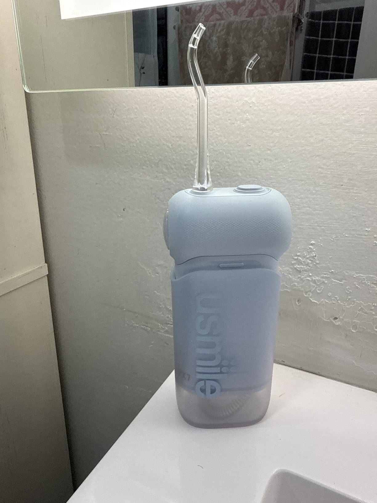 usmile C10 Portable Water Flosser for Travel, 95-Day Battery, IPX7, Blue, 180ml Tank, 4 Modes, 360° Nozzle, Cordless Oral Irrigator for Braces, Implants & Sensitive Teeth, Teeth Cleaner customer photo 1