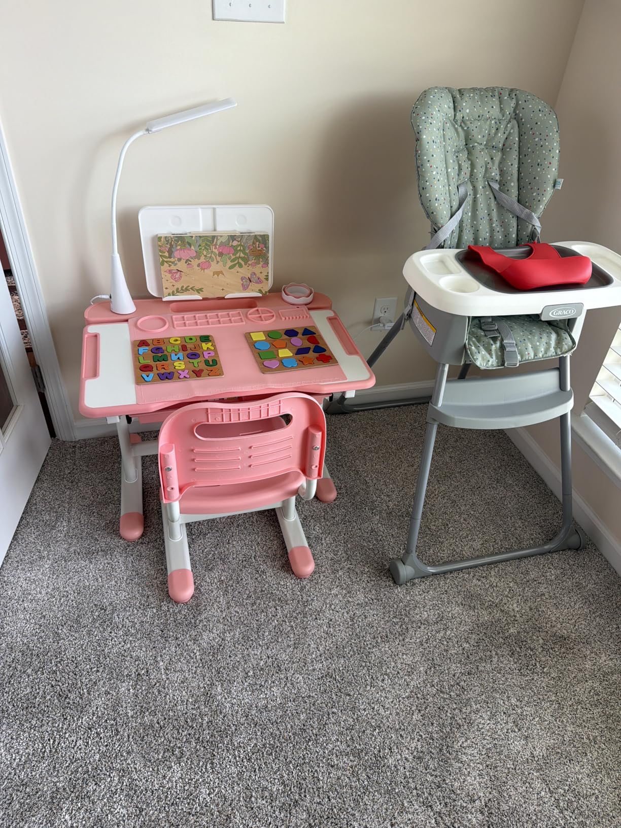 BIERUM Kids Desk and Chair Set, Height Adjustable Study Table for Ages 3-12 | 55 Degree Tiltable Kids Student Desk, Ergonomic Widened Desktop with Painting Mat, Bookstand & 3-Mode LED Lamp for Boys and Girls customer photo 1