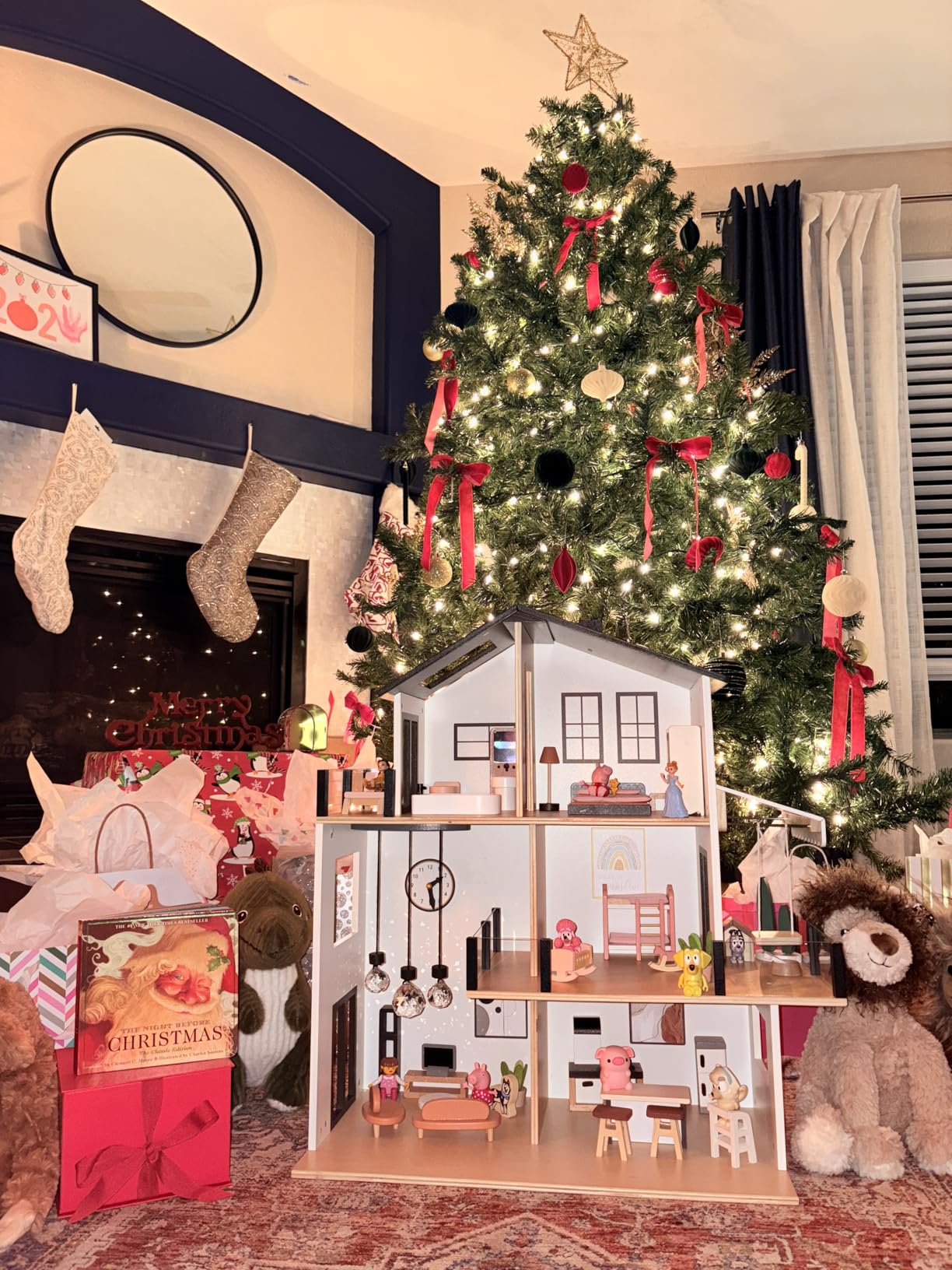 BIERUM Wooden Dollhouse for Girls, Large Pink DIY Pretend Doll House with 39 Furniture Accessories, Elevator & Garage, 5 Rooms Dream Dollhouse for Toddlers, Creative Play Toy Gift for Kids (Pink) customer photo 2